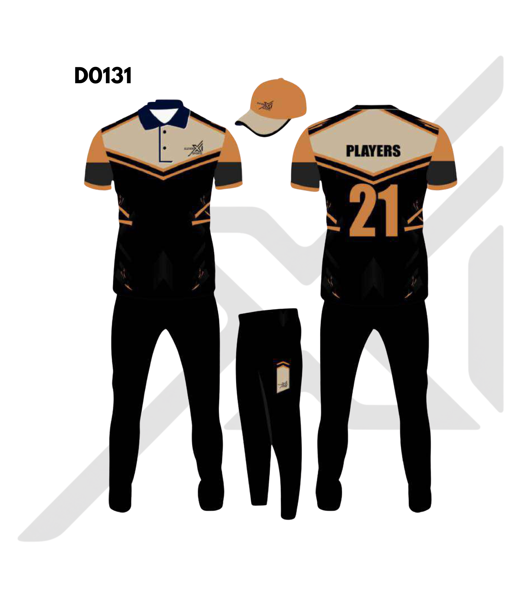 Black Beige Chevron Panel Cricket Kit – Design 0131 (Es-D0131)