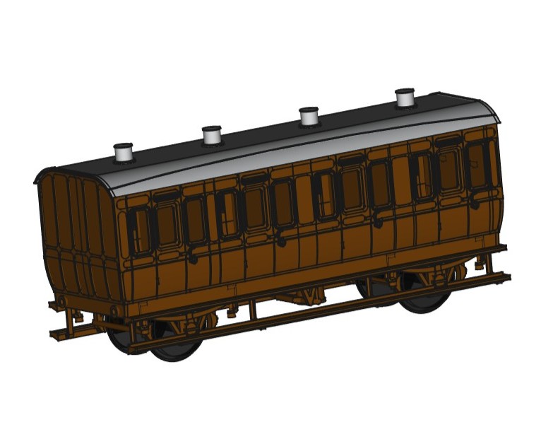 2mm Scale N gauge Dean GWR U3 all first four wheel coach body and roof