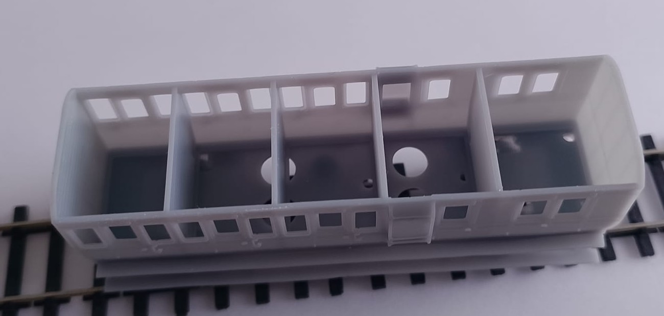 2mm Scale N gauge Dean GWR T22 brake third four wheel coach body and roof