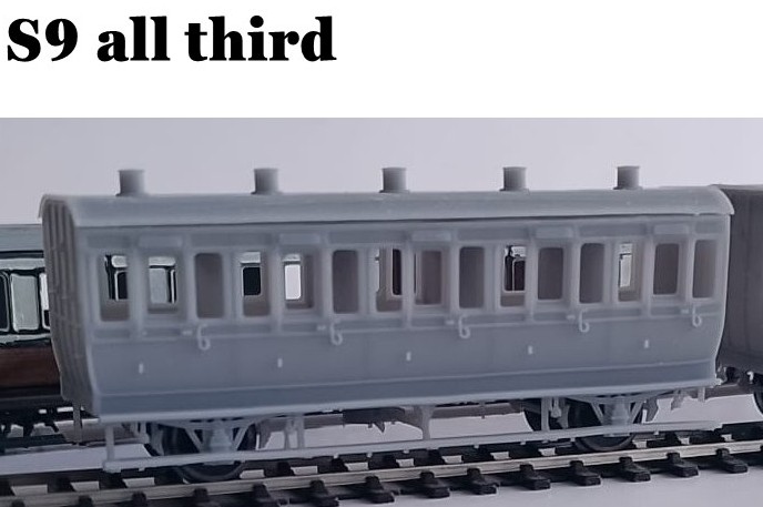 2mm Scale N gauge Dean GWR S9 all third four wheel coach body and roof