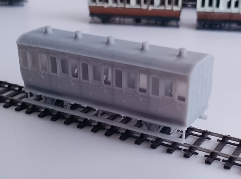 2mm Scale N gauge Dean GWR S9 all third four wheel coach body and roof