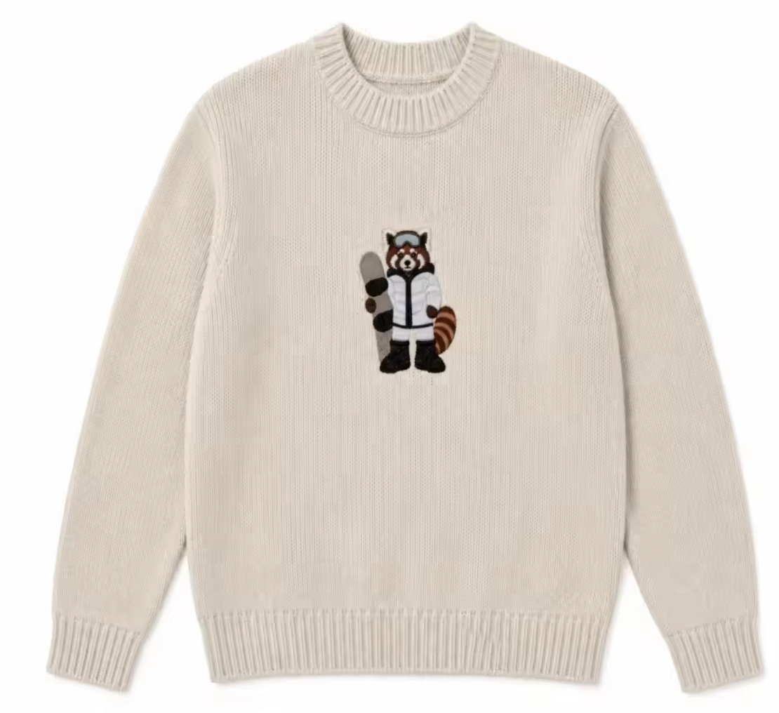 Red Panda Knit Sweater