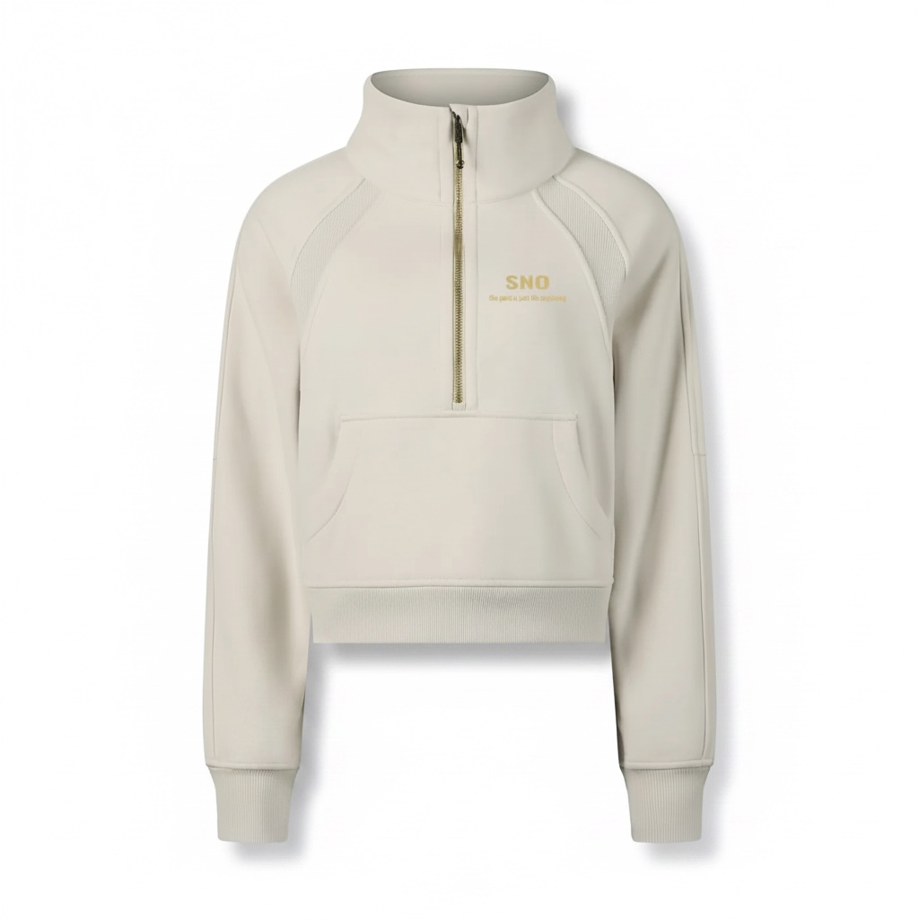 Cropped Half-Zipped Sweater (apricot)
