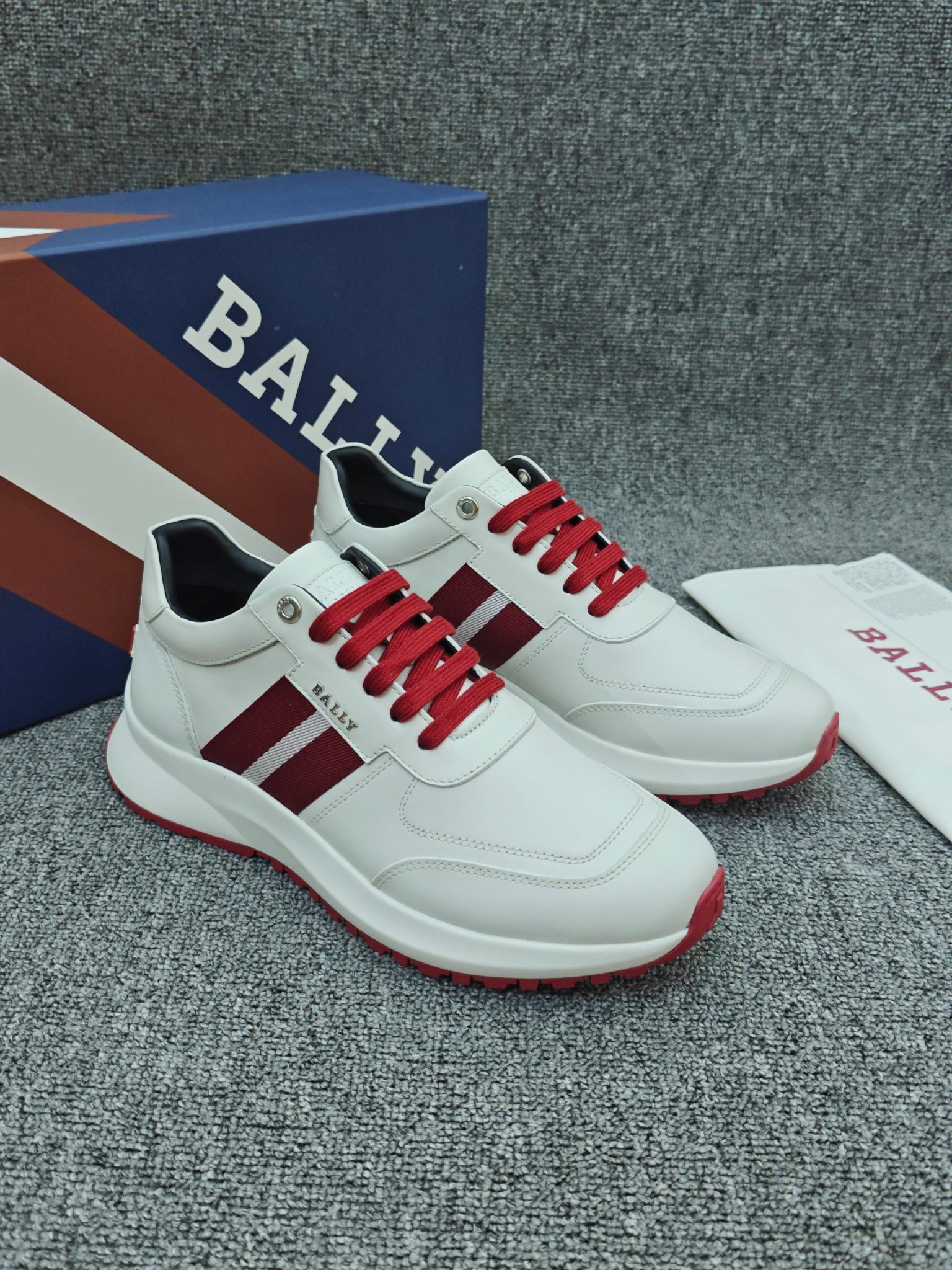 Stripe Sneaker in White Leather