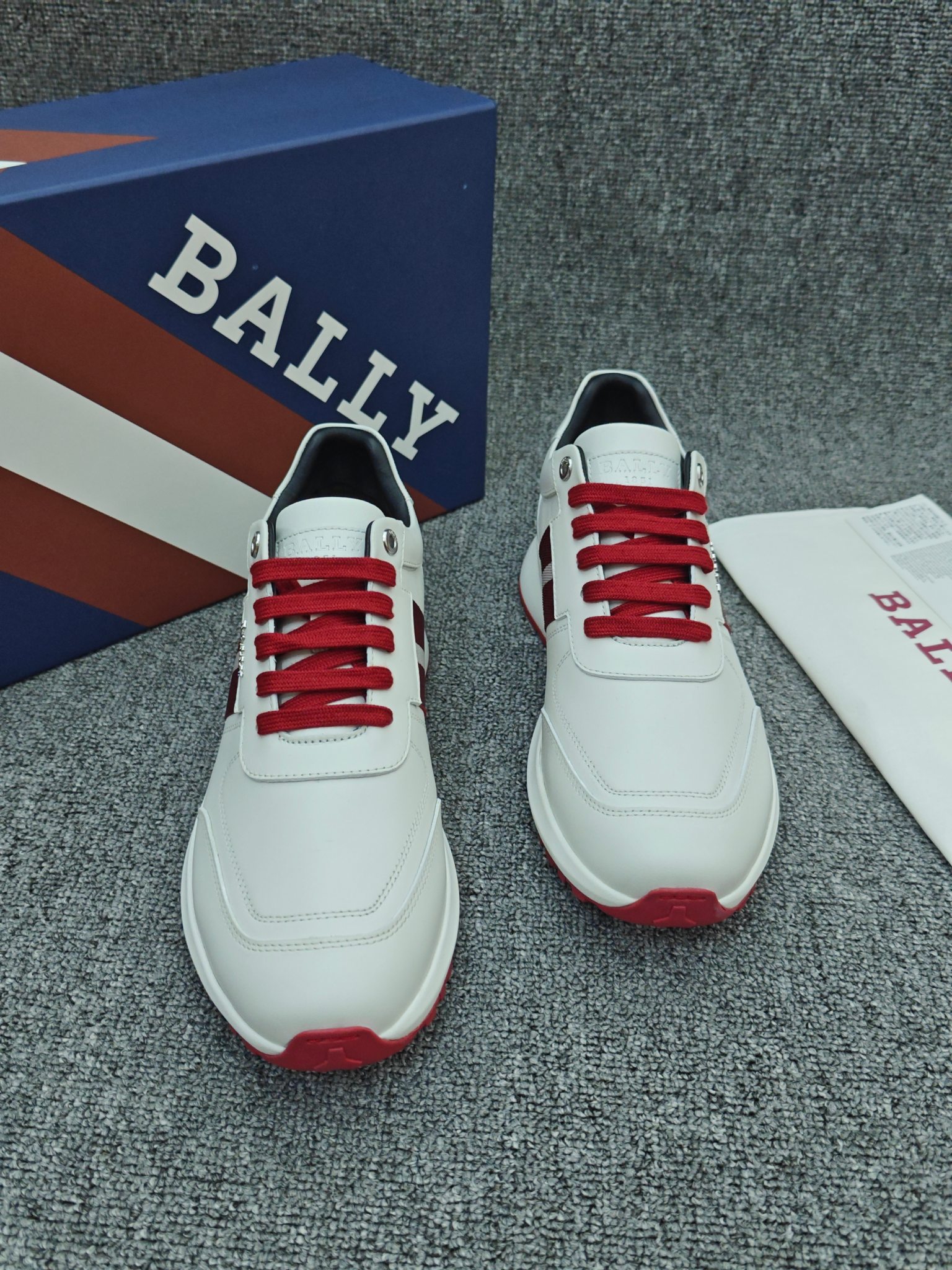 Stripe Sneaker in White Leather