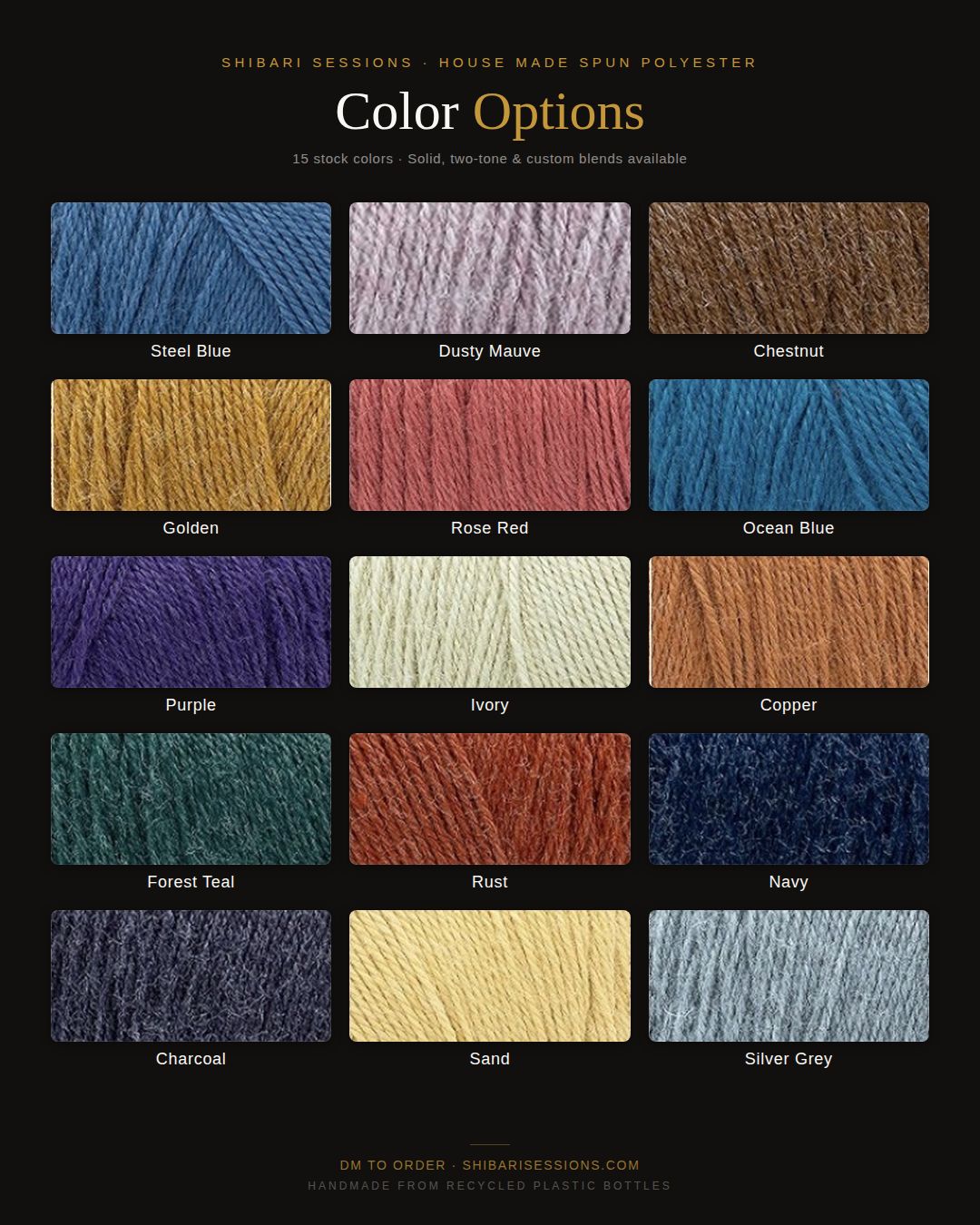 Custom Hand-Twisted Spun Polyester Rope — 6mm, 8mm (Made from recycled materials) 