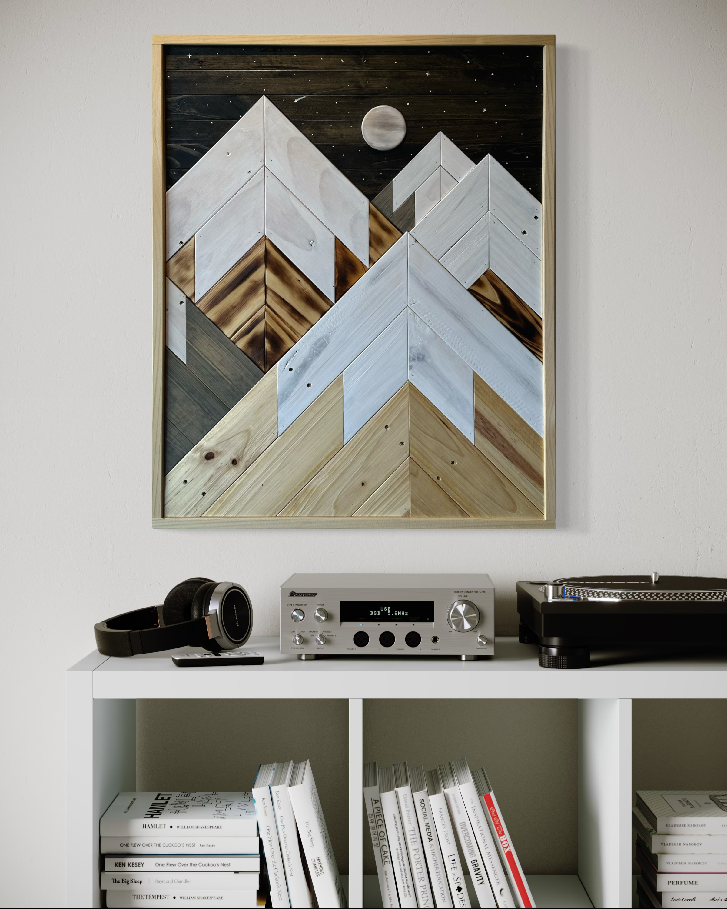 Night Sky Mountain Wall Wood Art