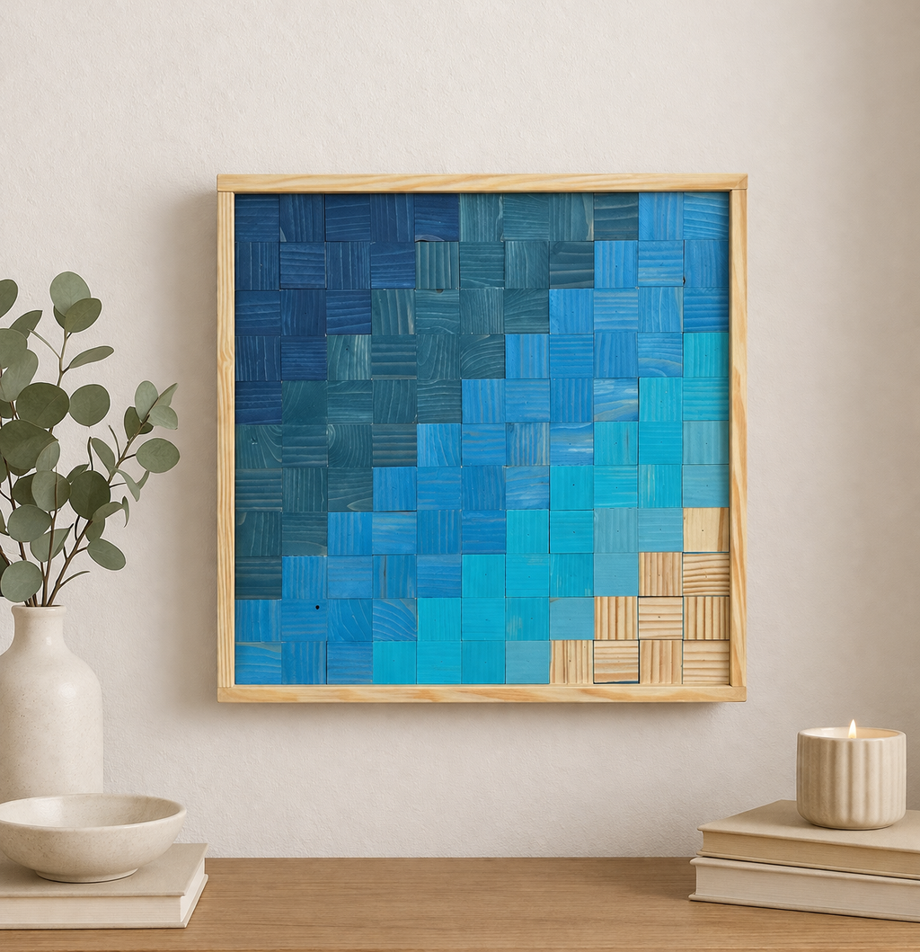 Blue Gradient Wooden Wall Art
