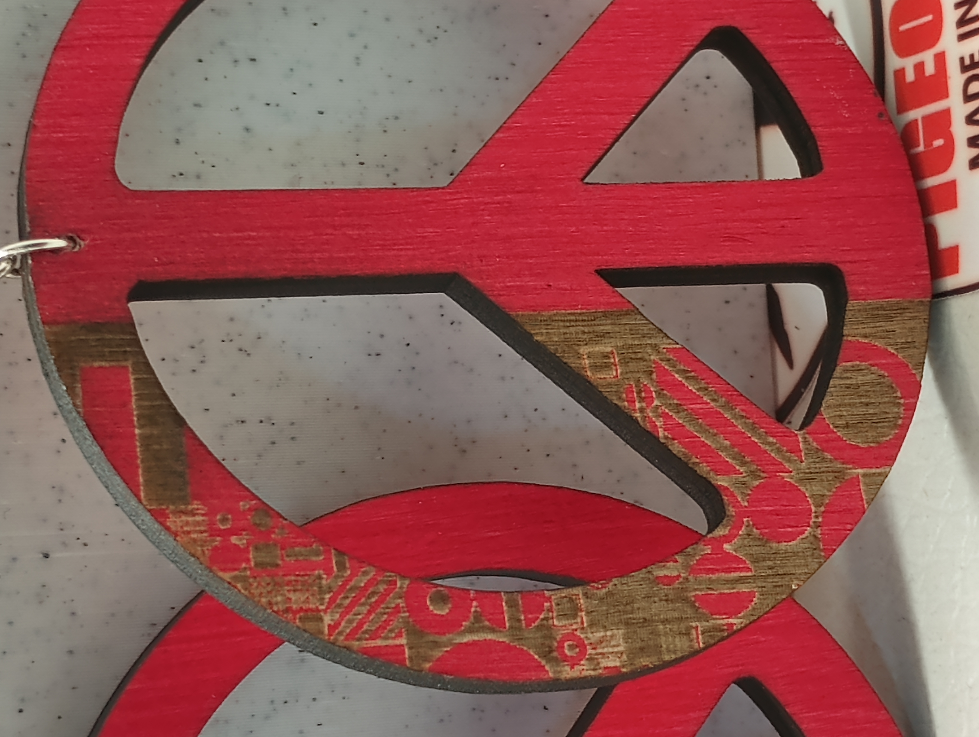 Large Peace Sign and Geometric Symbol Earrings 