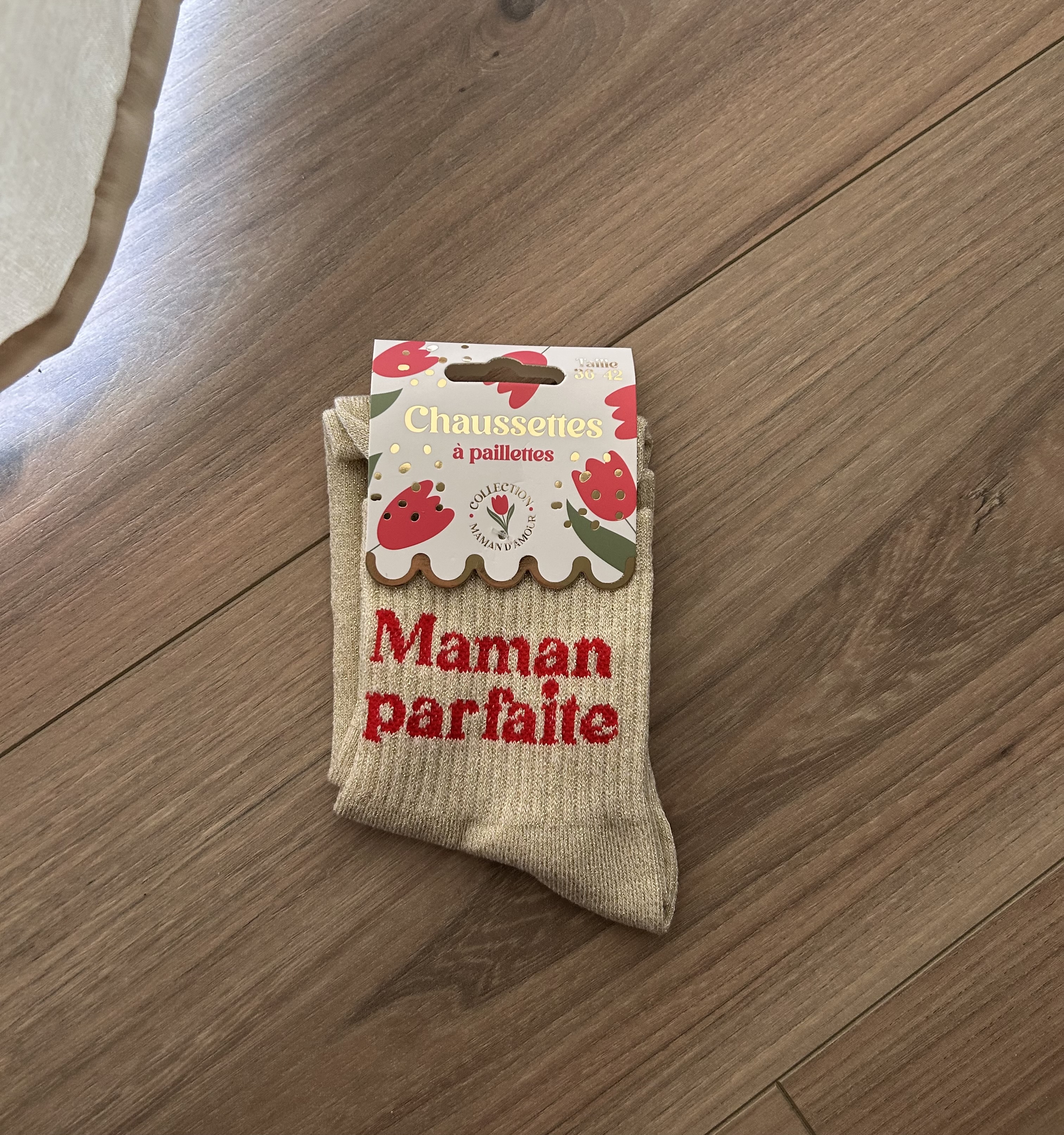 Chaussettes à paillettes "Maman parfaite"