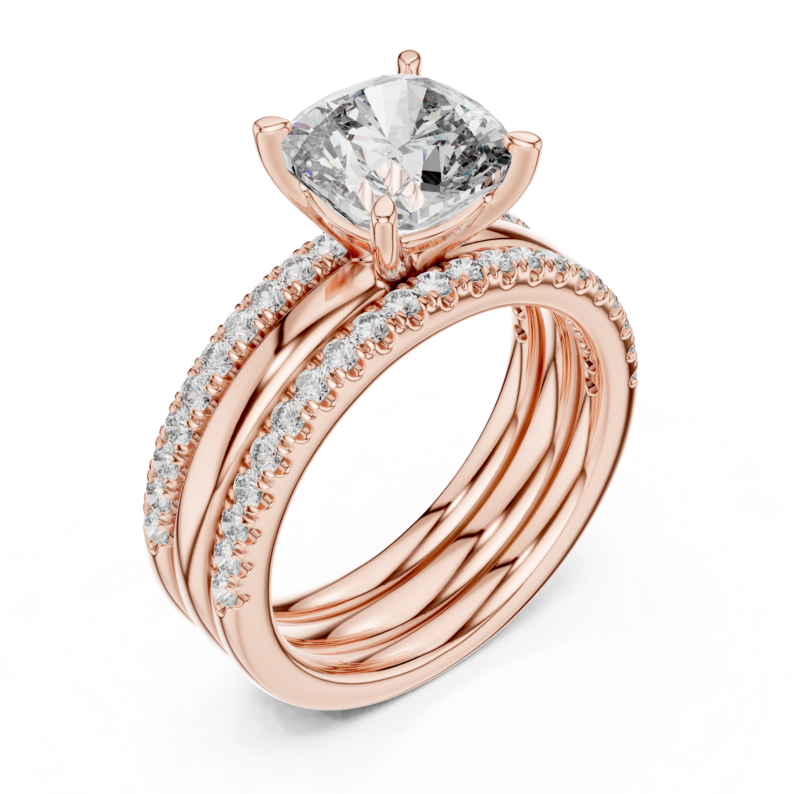 SOLITAIRE PAVE BANDS RING
