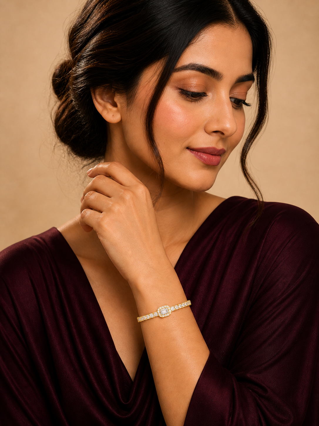 REGAL EMERALD CUT DIAMOND HALO ETERNITY SIGNATURE BRACELET