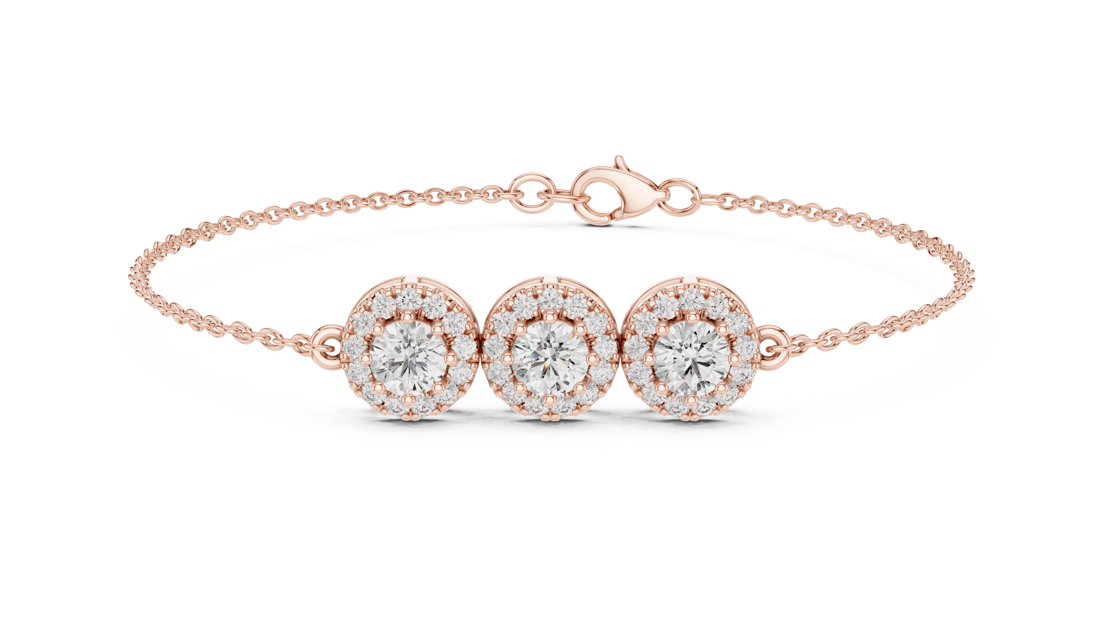 TRIPLE HALO CELESTIAL DIAMOND CHARM SIGNATURE BRACELET