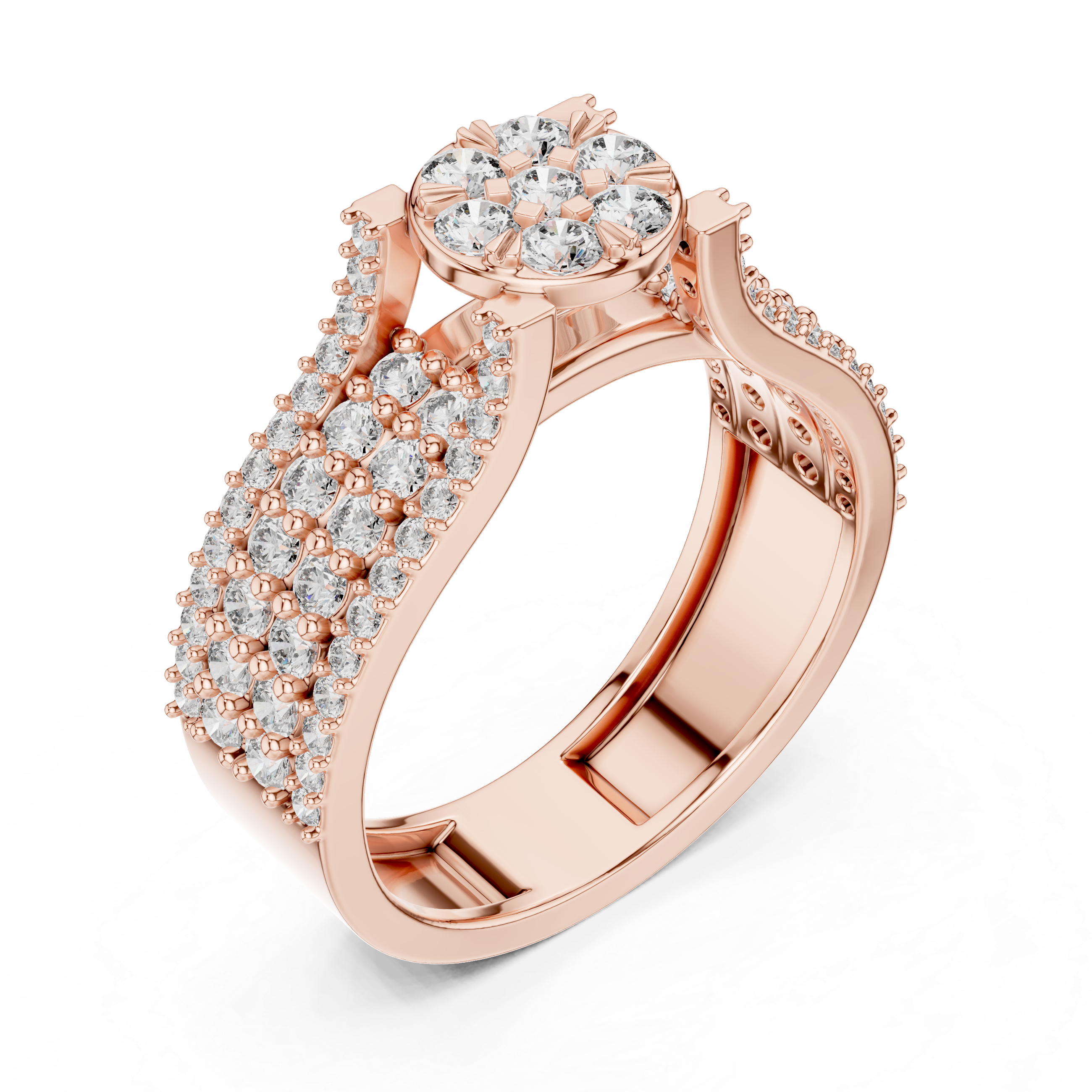 MULTI ROW PAVE BAND RING