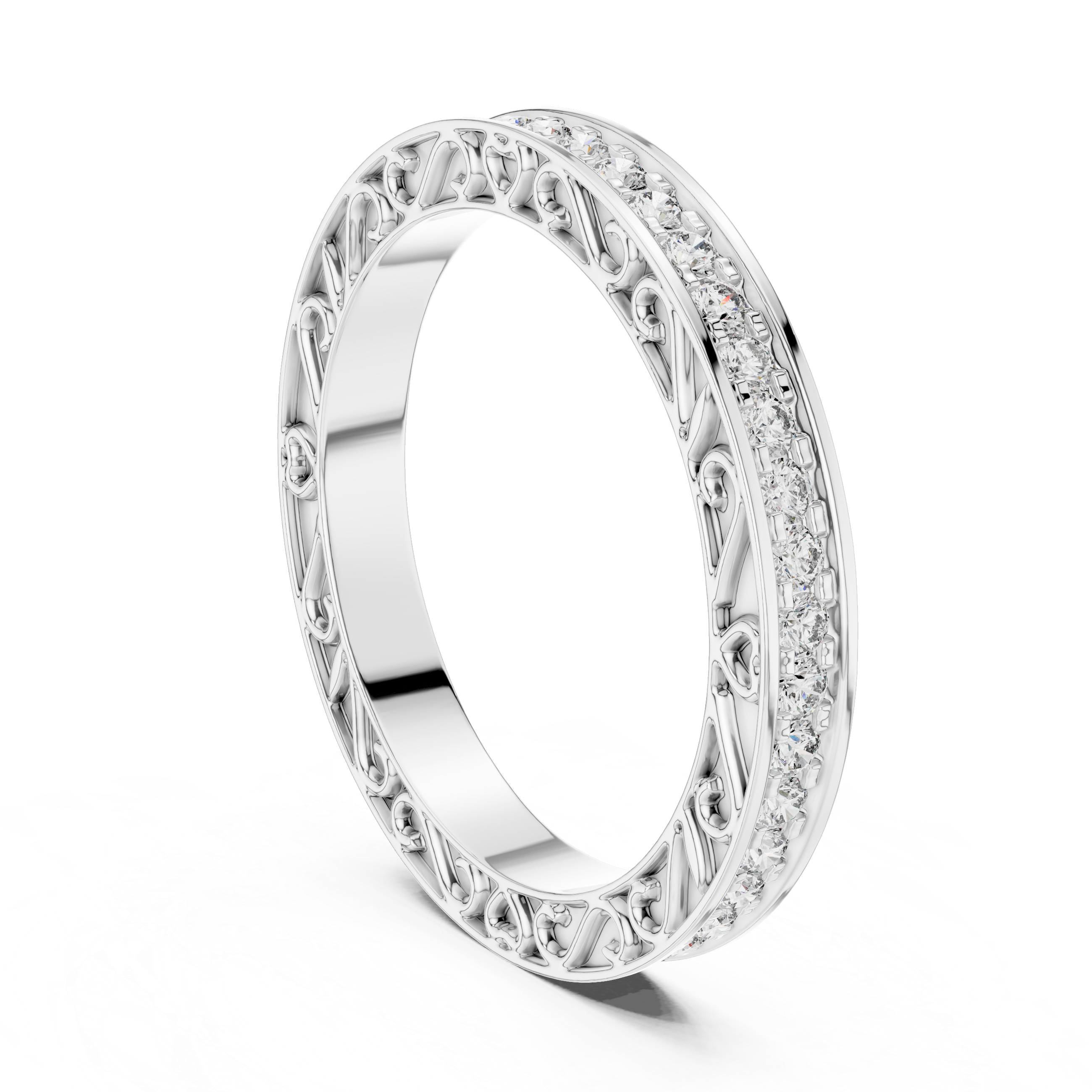 VINTAGE INSPIRED FILIGREE ETERNITY BAND