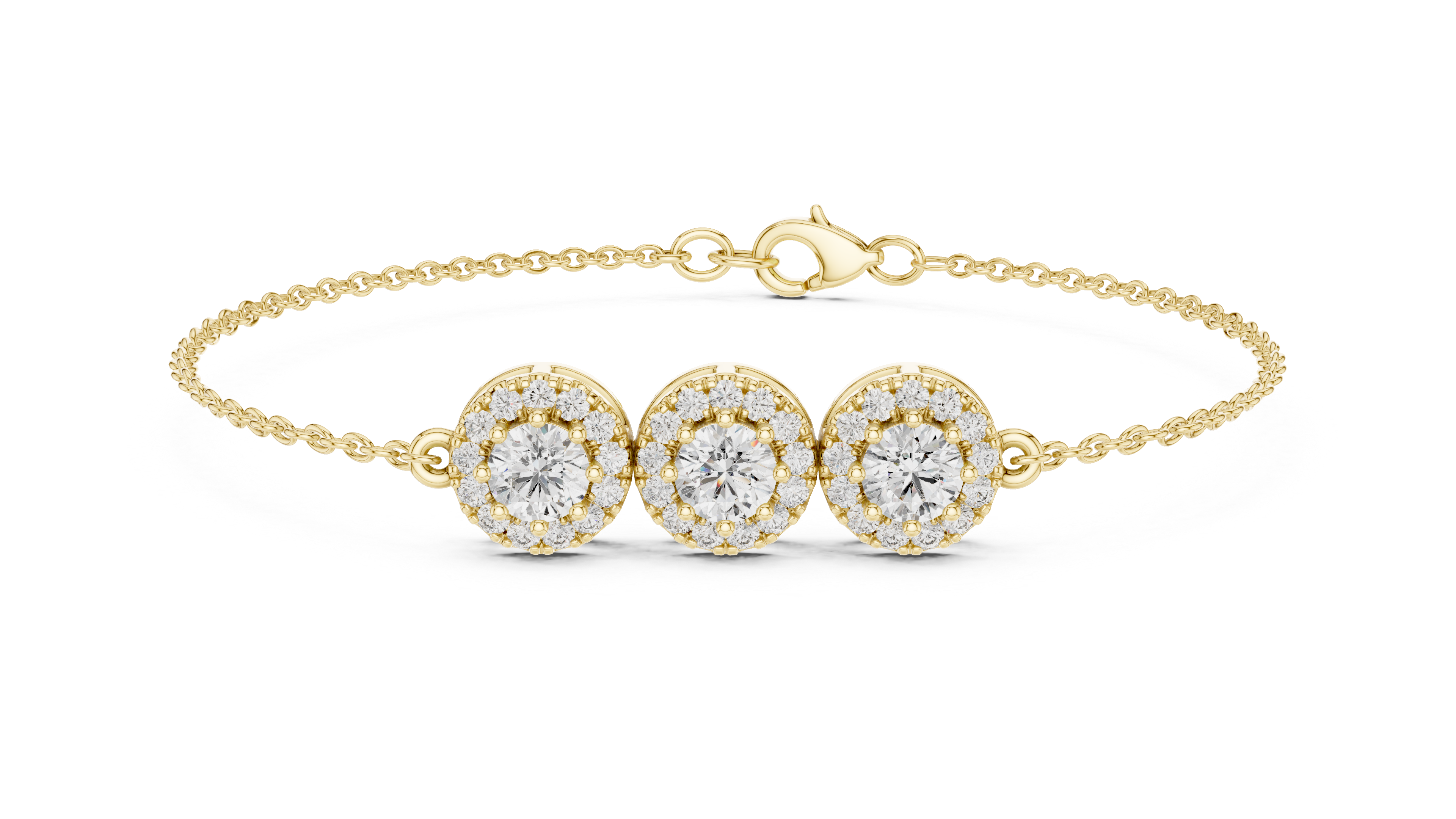 TRIPLE HALO CELESTIAL DIAMOND CHARM SIGNATURE BRACELET