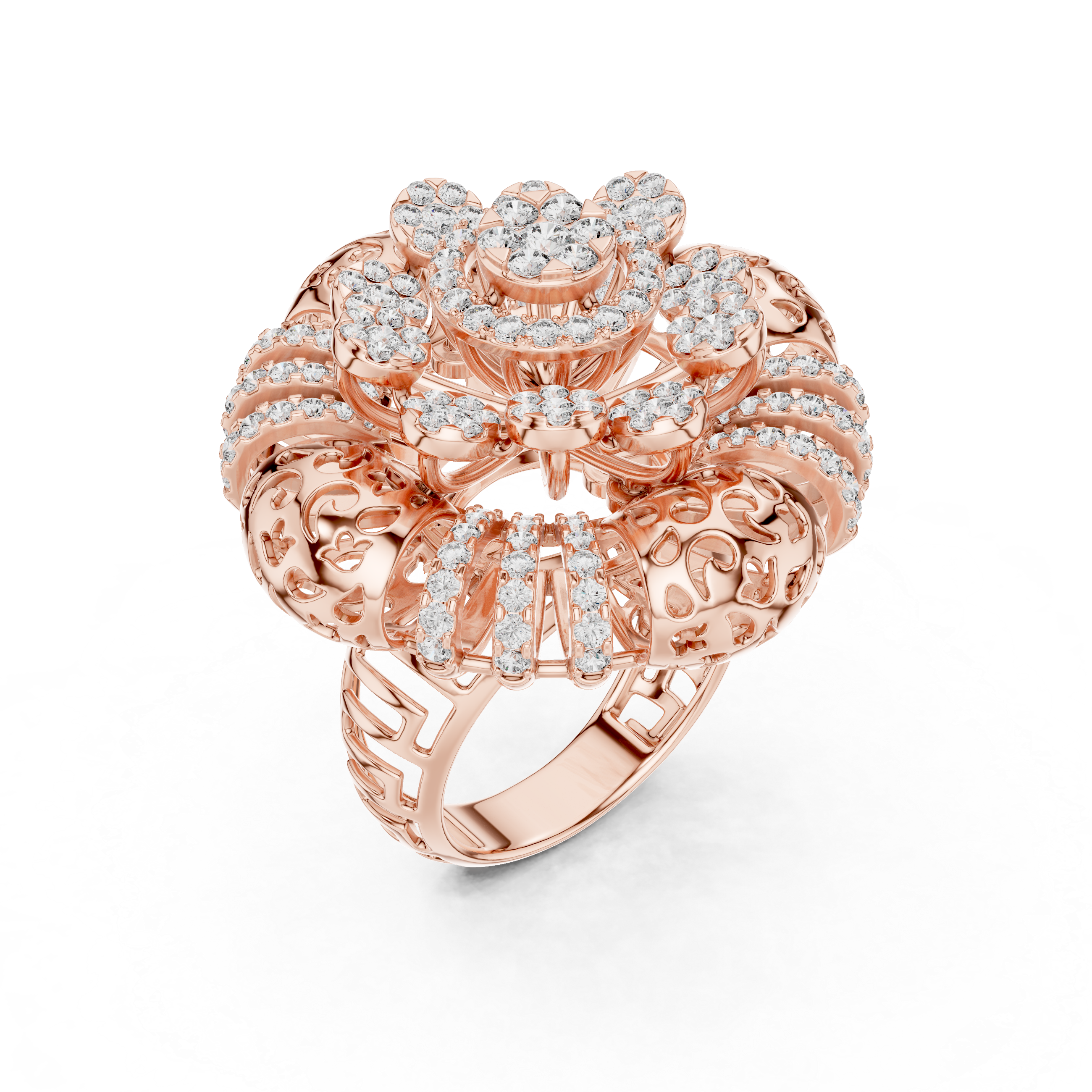GOLD STATEMENT FLORAL CLUSTER RING