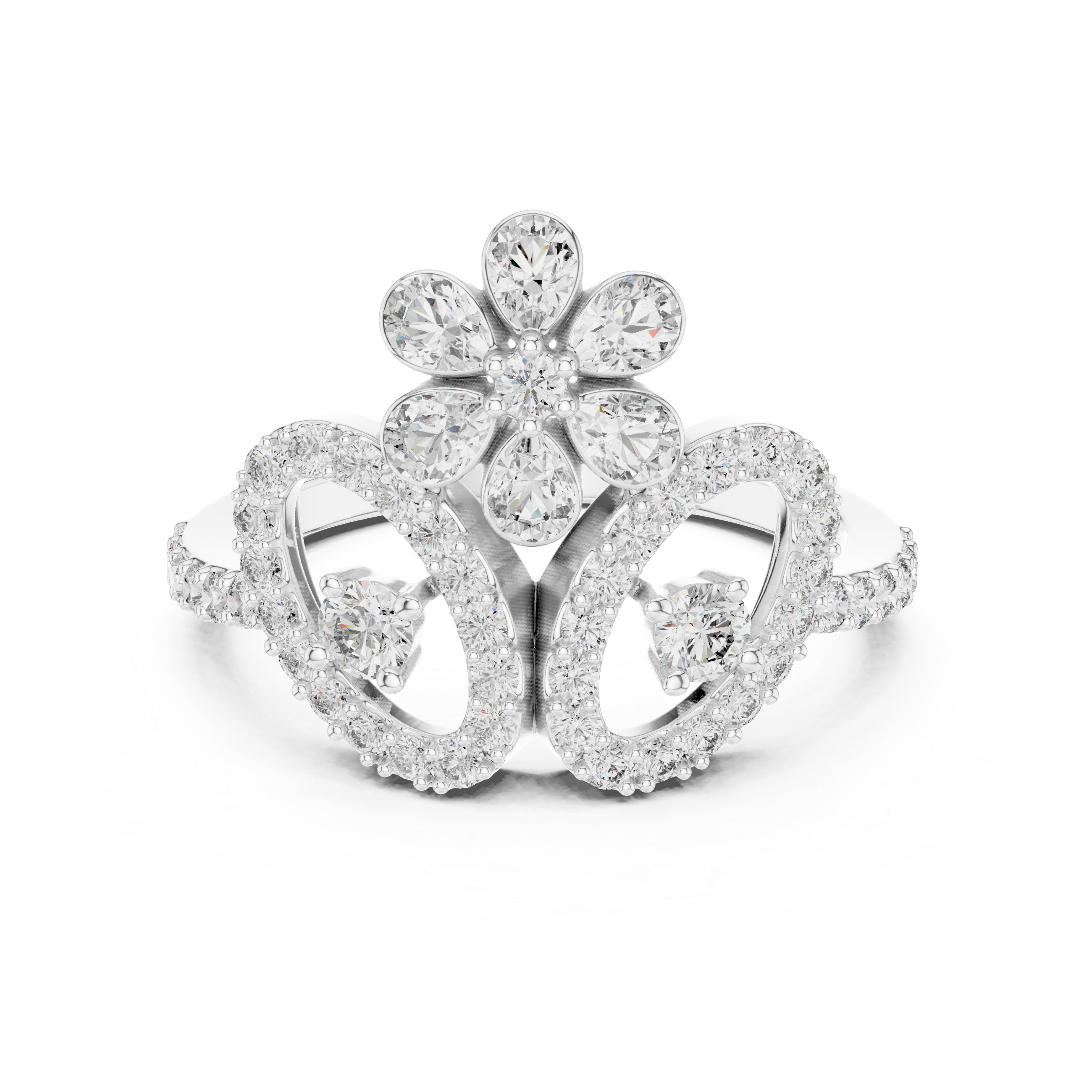 GOLD FLORAL AND OPEN HALO RING