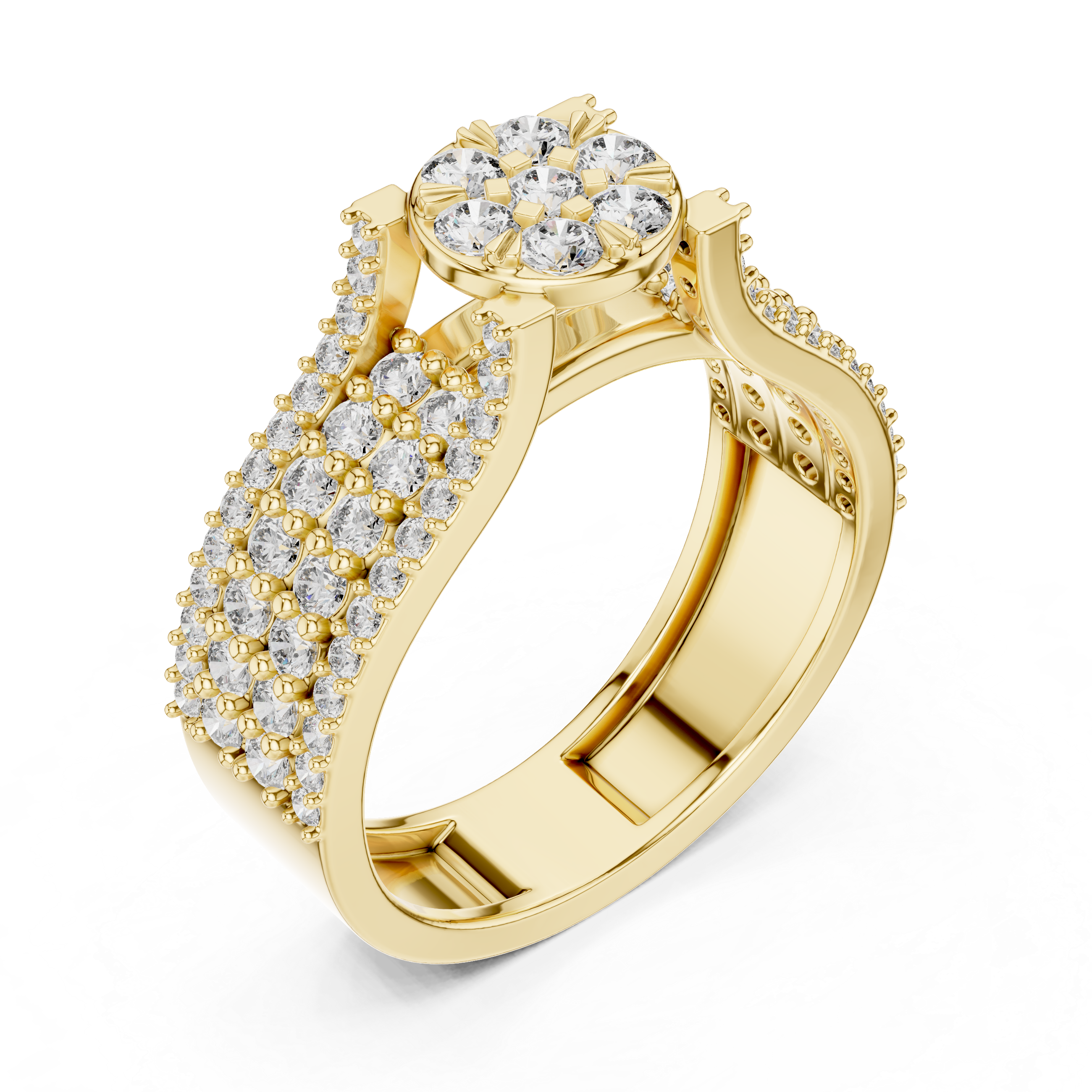 MULTI ROW PAVE BAND RING