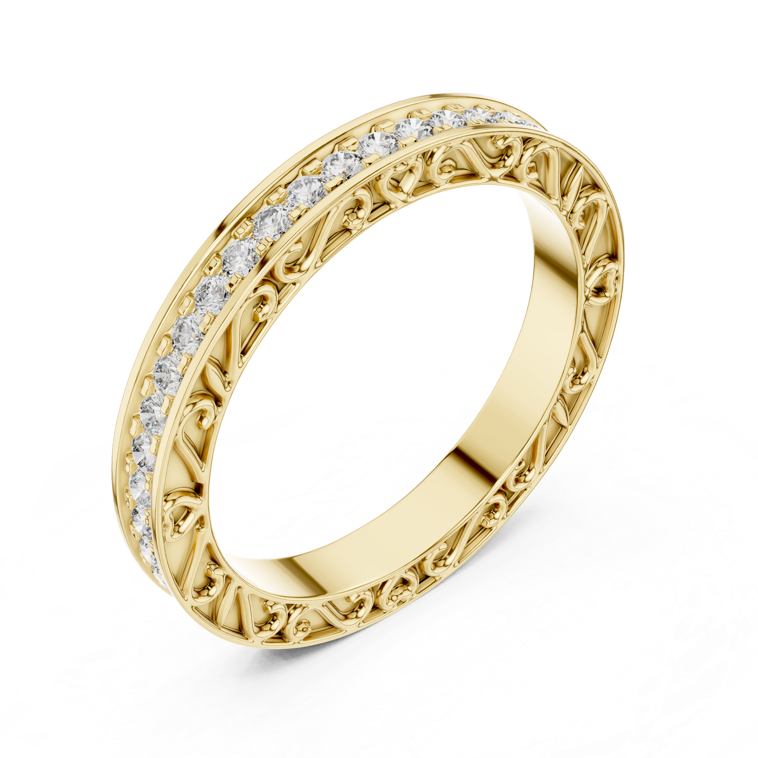 VINTAGE INSPIRED FILIGREE ETERNITY BAND