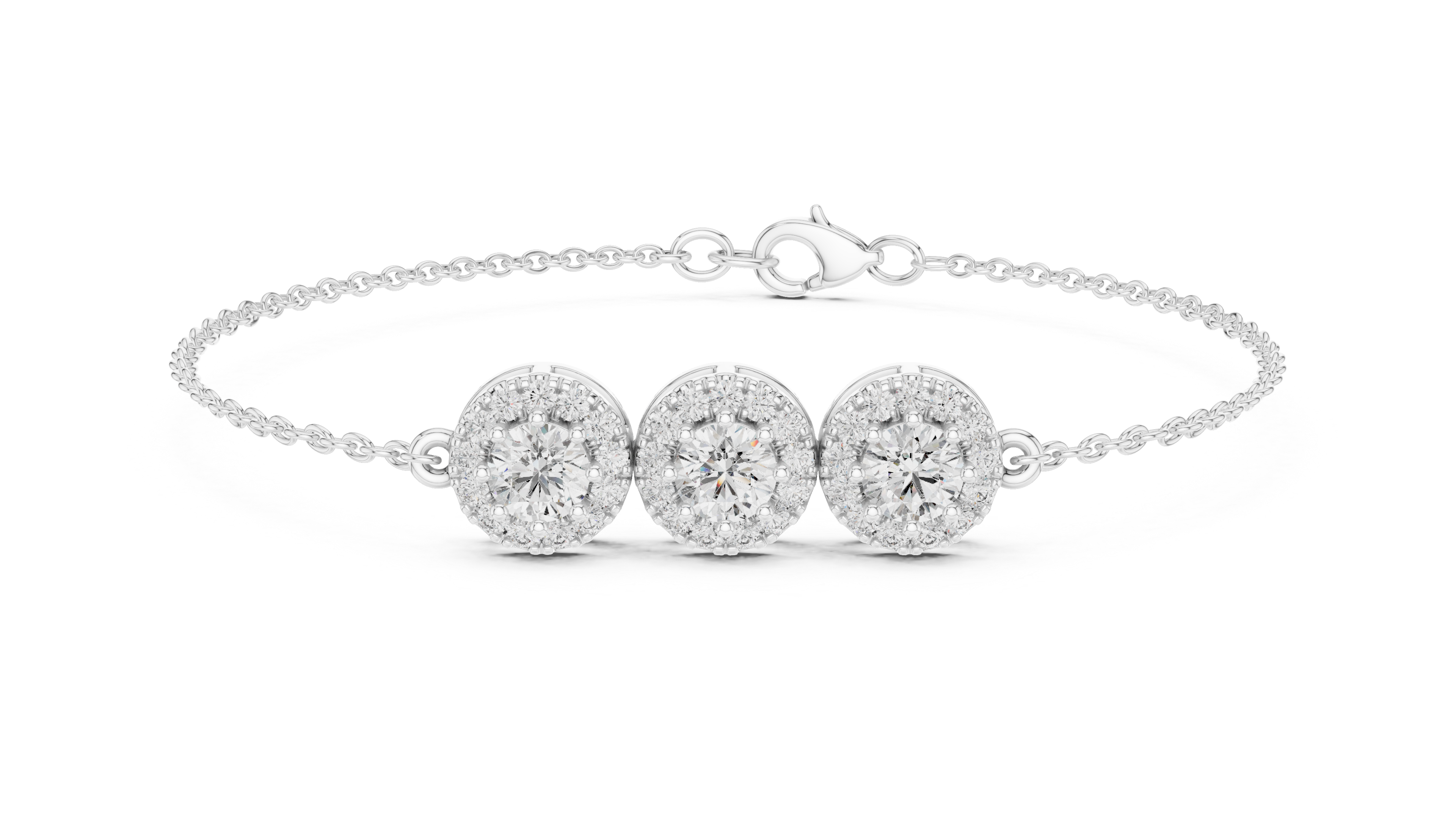 TRIPLE HALO CELESTIAL DIAMOND CHARM SIGNATURE BRACELET