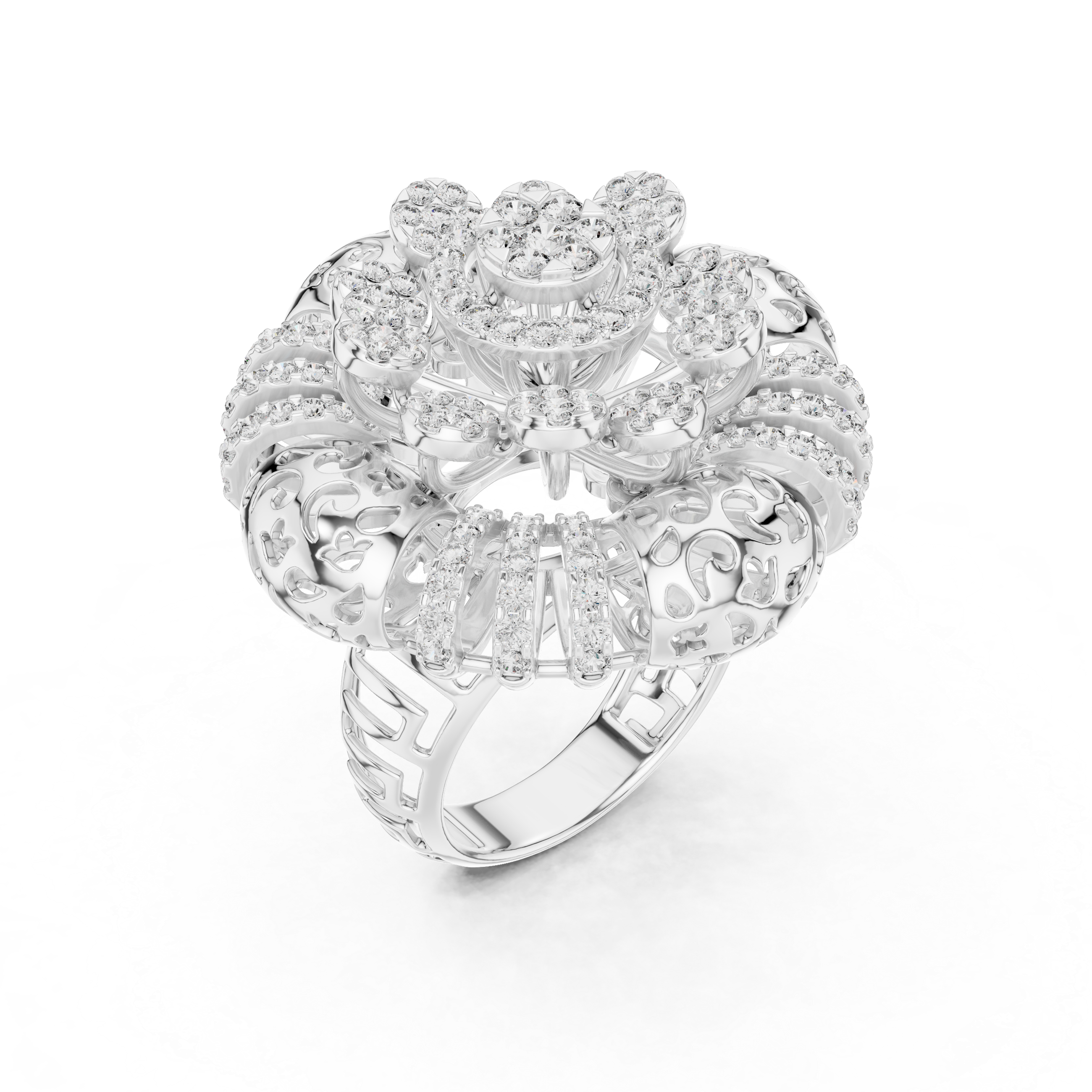 GOLD STATEMENT FLORAL CLUSTER RING