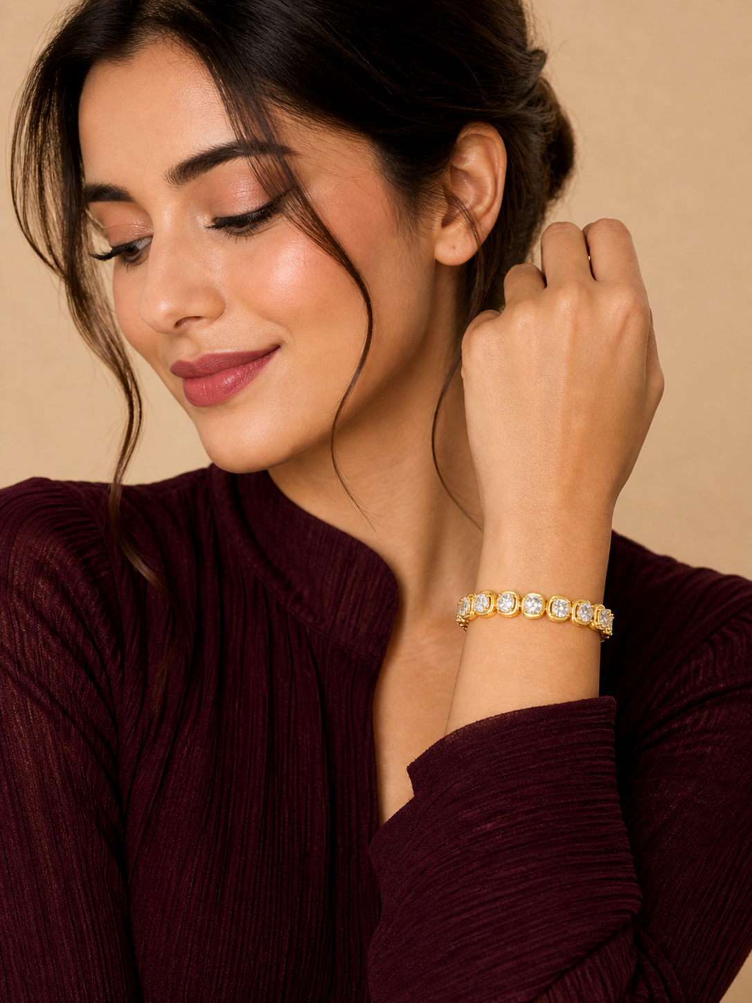 GLÉAMIC ROYAL AURUM CELESTIAL HALO DIAMOND LINK BRACELET