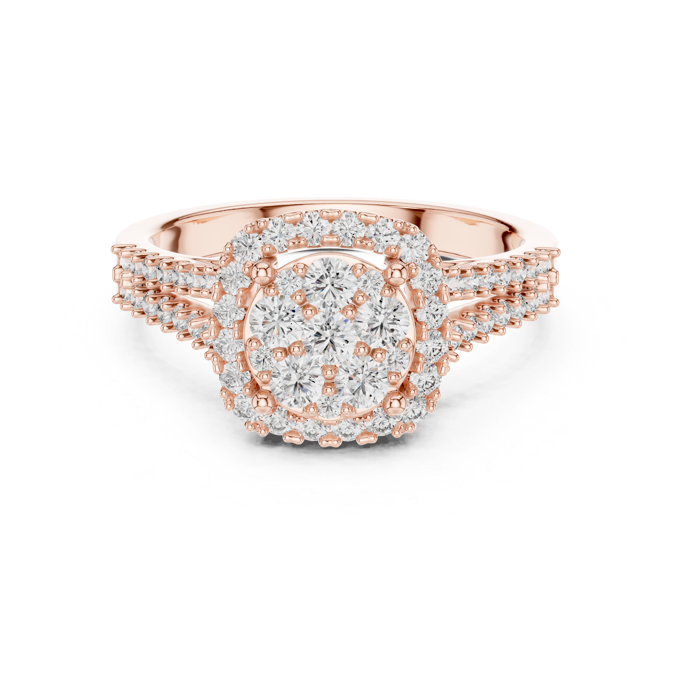 GLEAMIC ROSE GOLD CULSTER RING