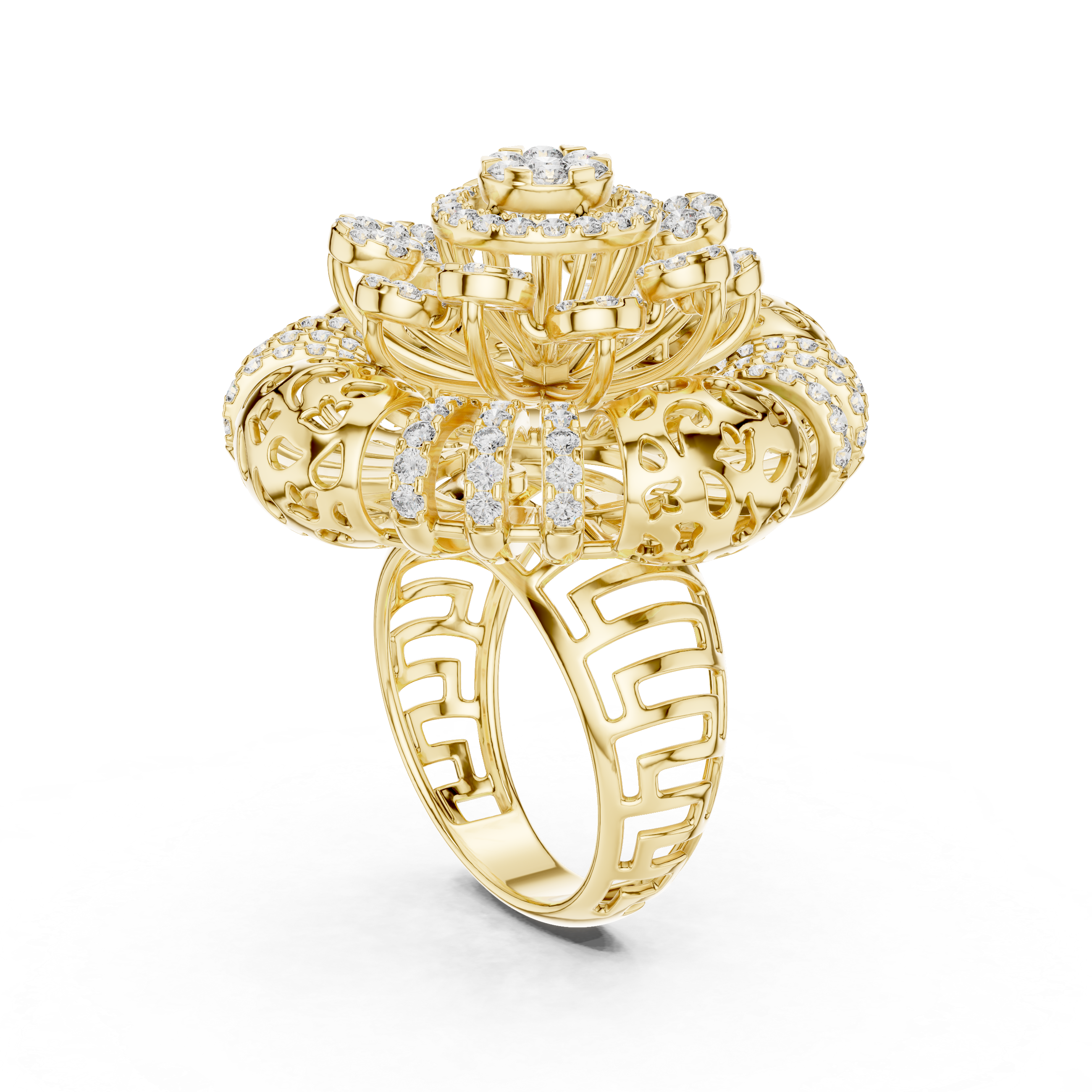 GOLD STATEMENT FLORAL CLUSTER RING