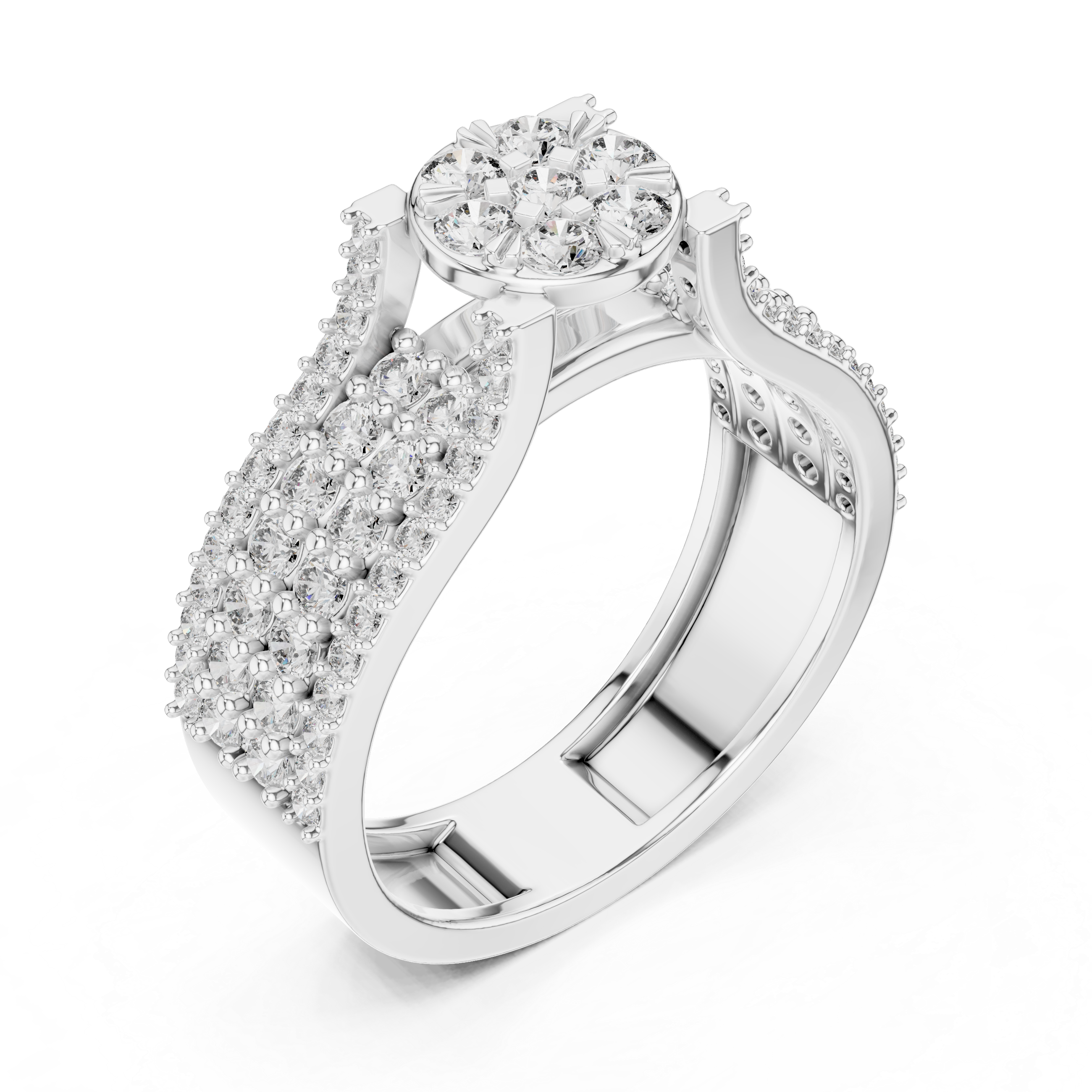 MULTI ROW PAVE BAND RING