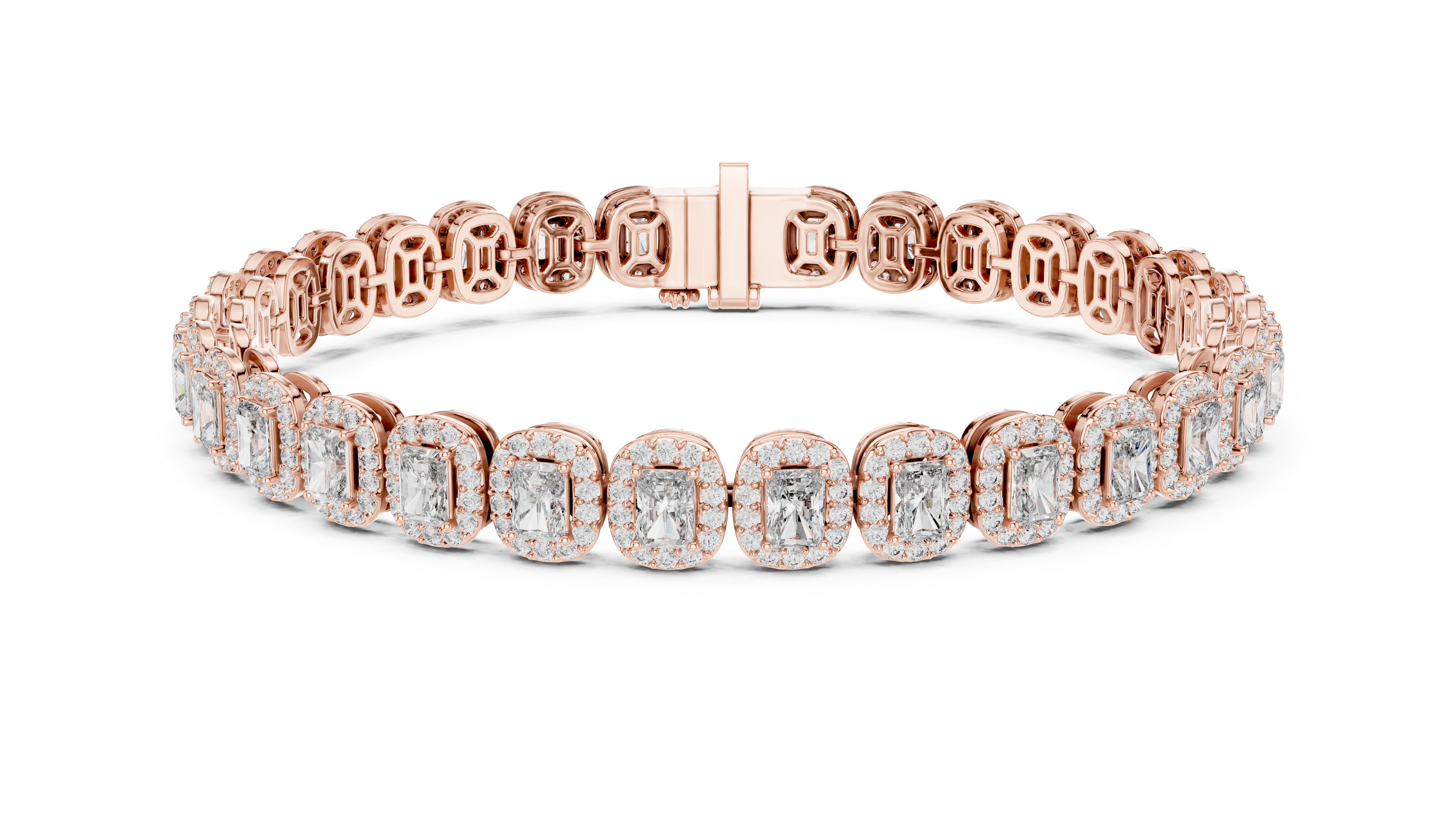 GLÉAMIC IMPERIAL RADIANT HALO DIAMOND LINK BRACELET