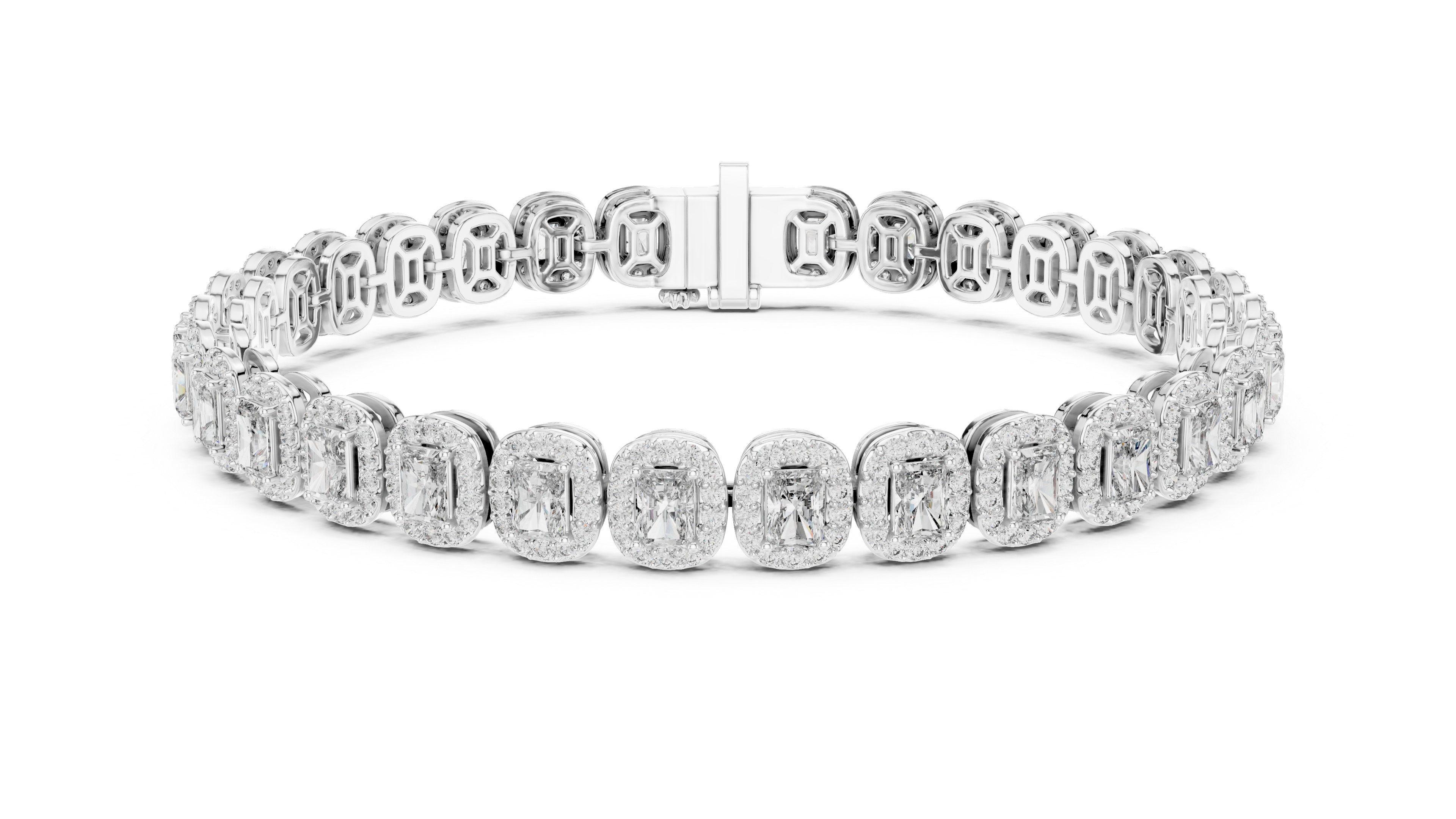GLÉAMIC IMPERIAL RADIANT HALO DIAMOND LINK BRACELET