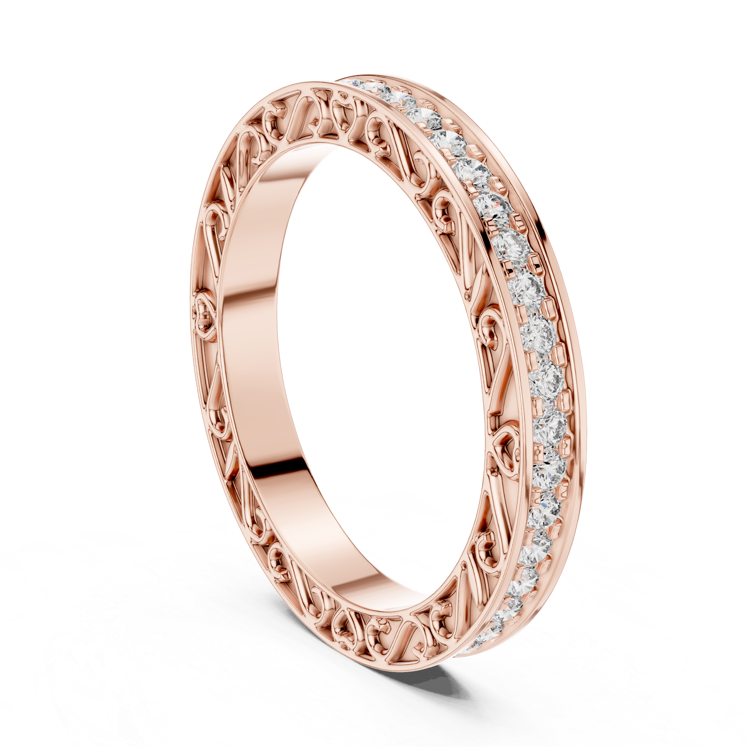 VINTAGE INSPIRED FILIGREE ETERNITY BAND