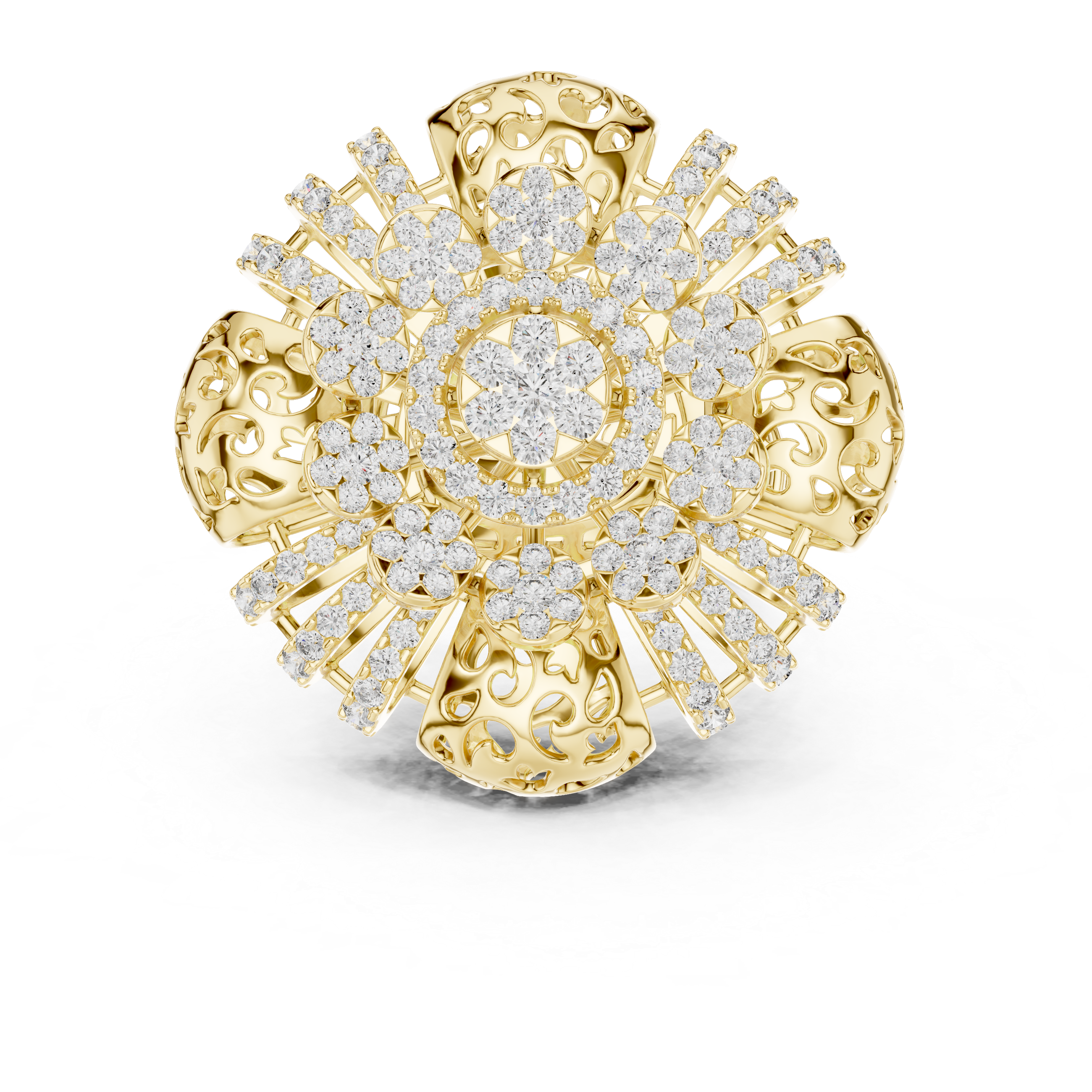 GOLD STATEMENT FLORAL CLUSTER RING