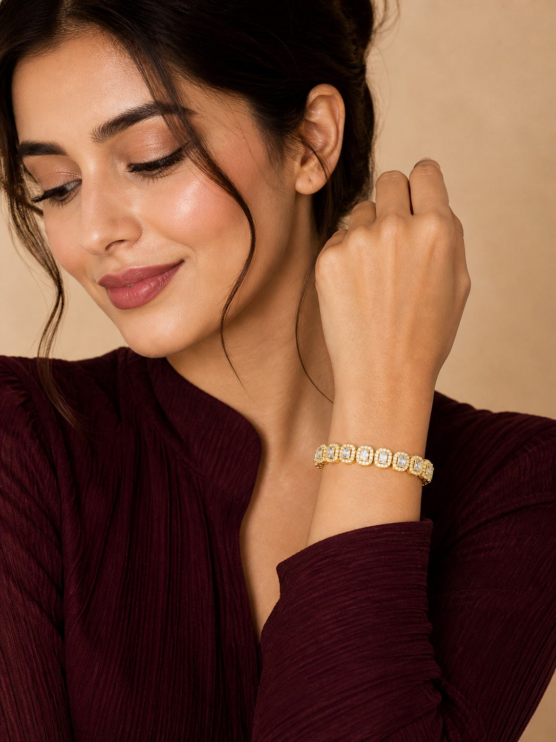 GLÉAMIC IMPERIAL RADIANT HALO DIAMOND LINK BRACELET