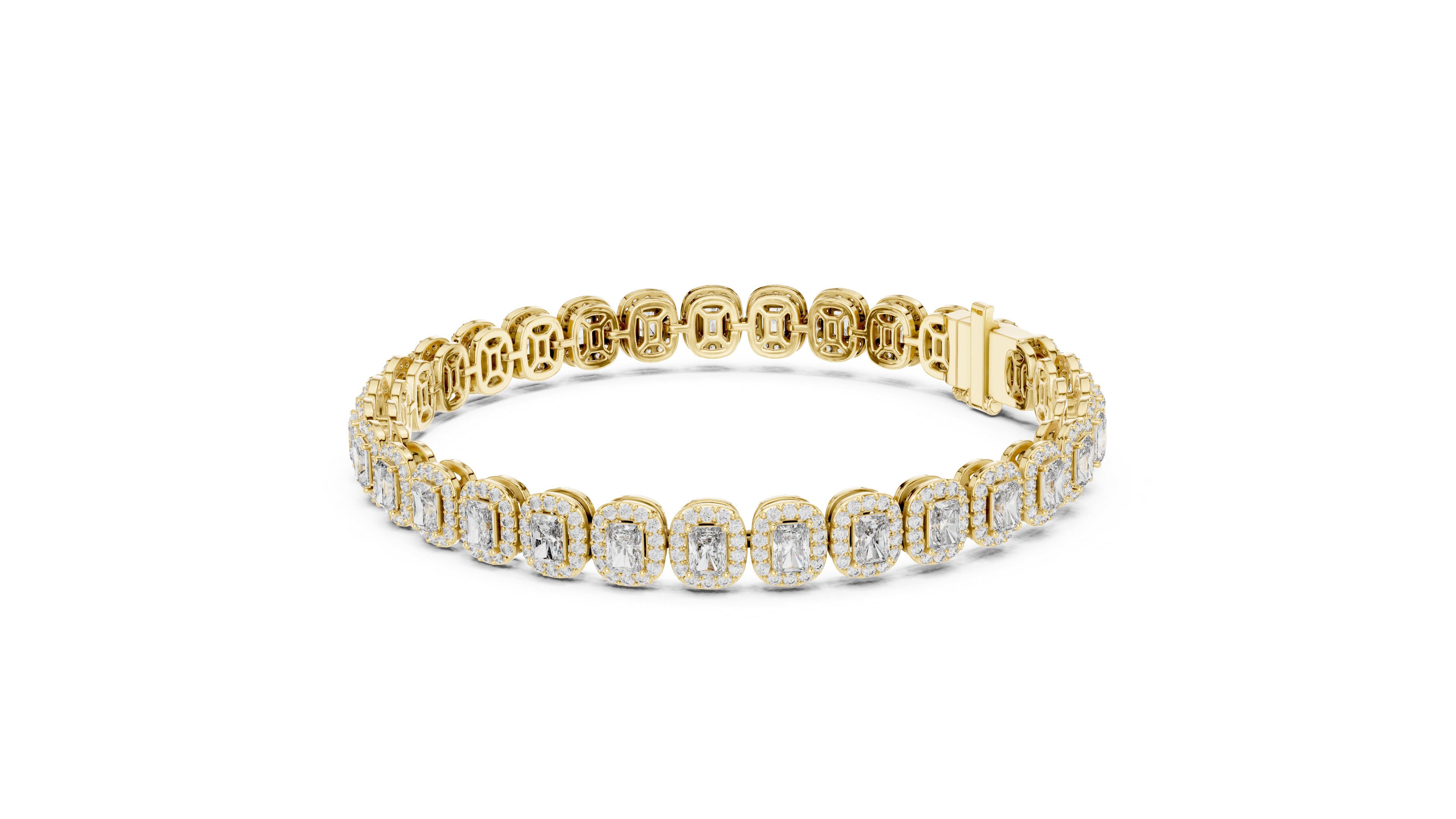 GLÉAMIC IMPERIAL RADIANT HALO DIAMOND LINK BRACELET