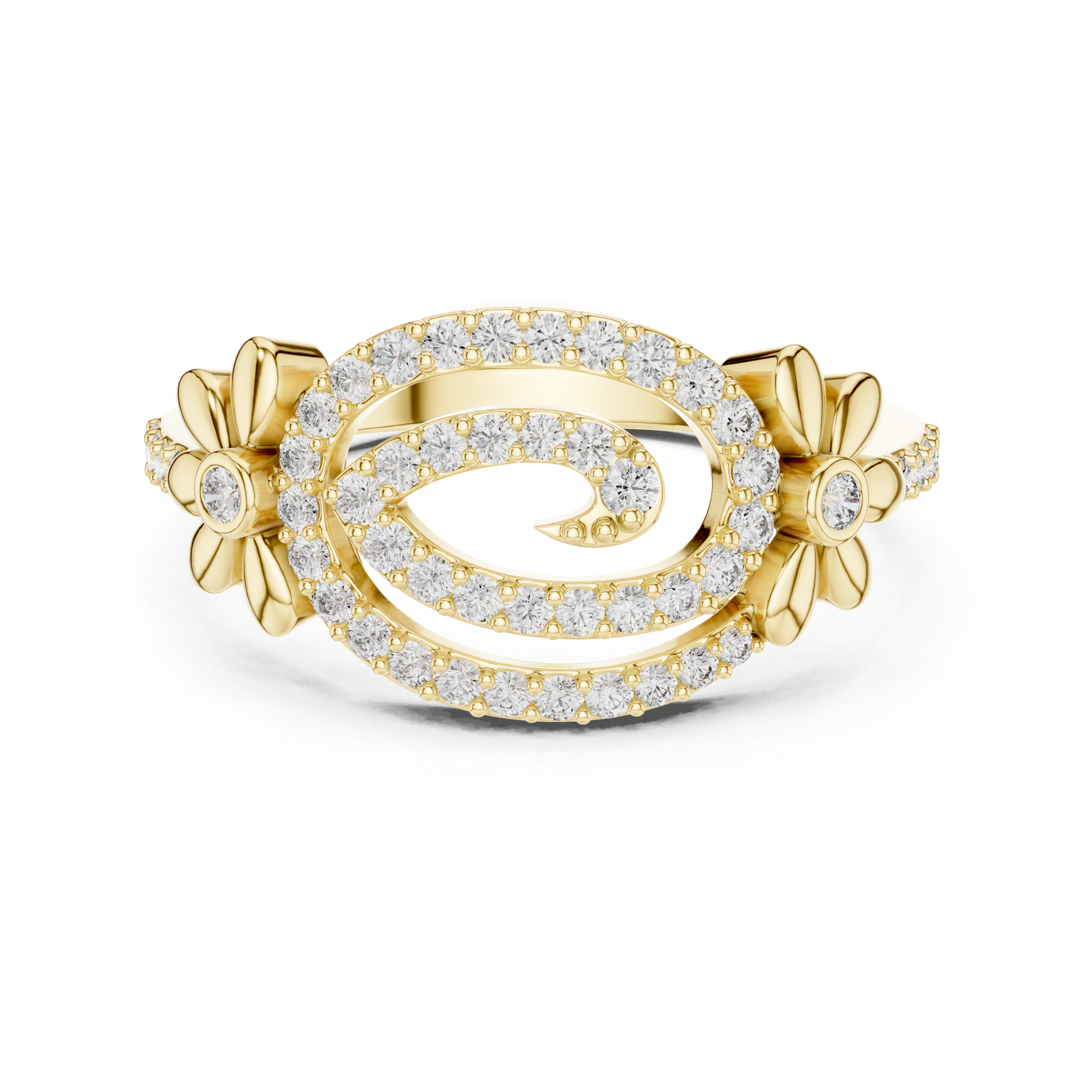 SWIRL PAVE FLORAL ACCENT RING
