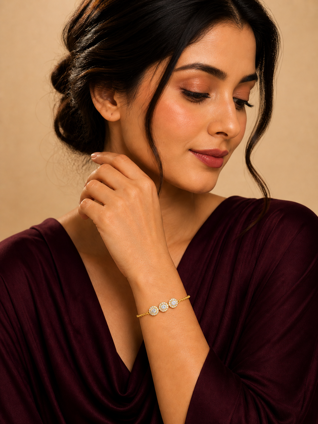 TRIPLE HALO CELESTIAL DIAMOND CHARM SIGNATURE BRACELET