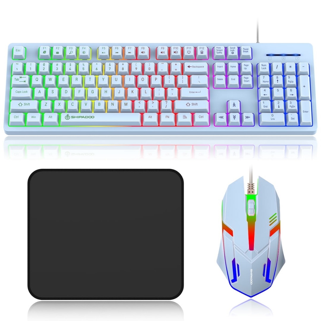 Gaming Keyboard & Mouse, 104 Keys LED 