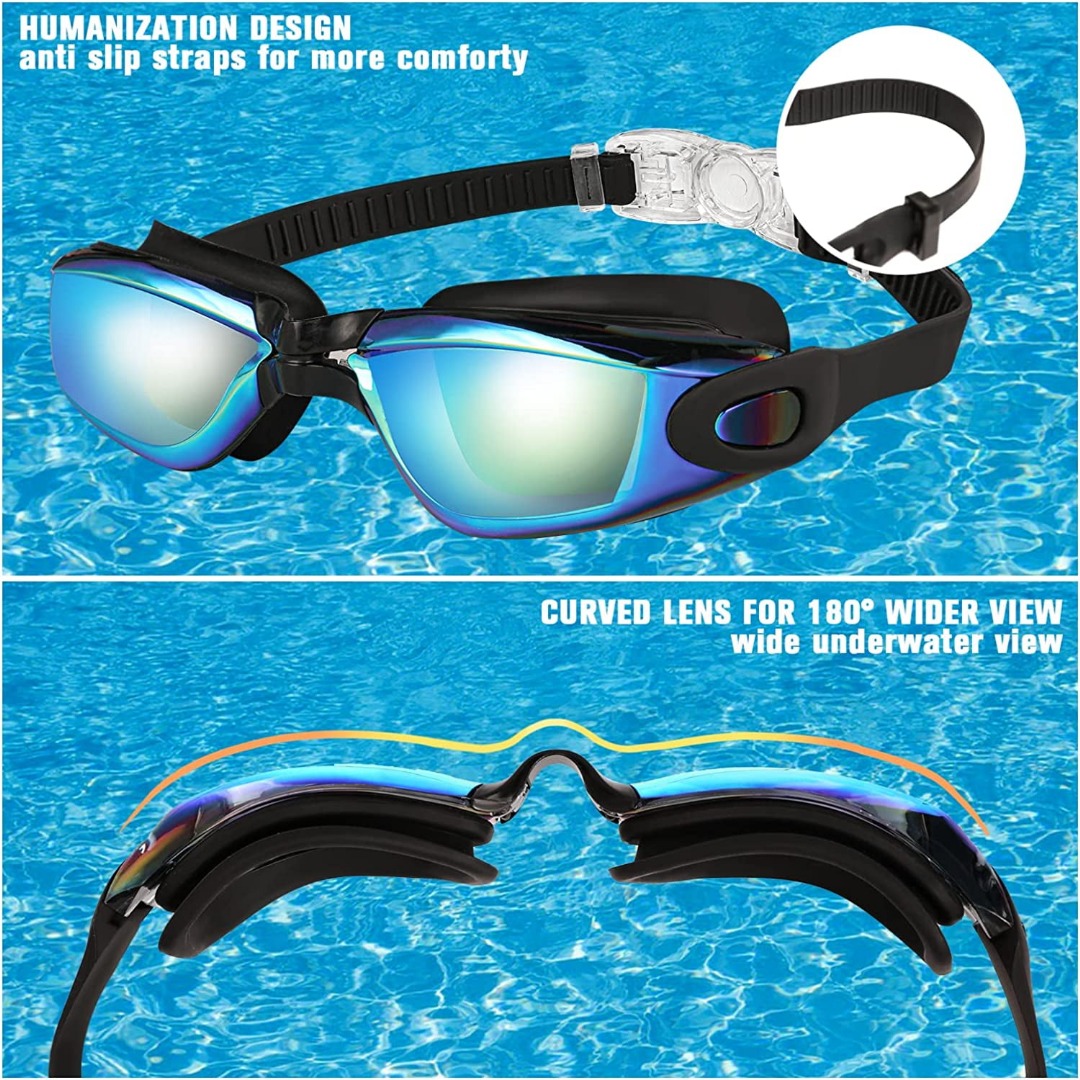 GPED Swim Goggles, 2 Pack Anti-fog 