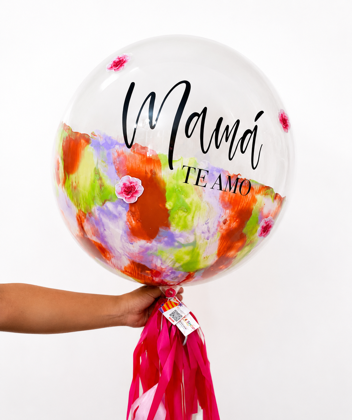 GLOBO BURBUJA MAMÁ MEDIO FLORES
