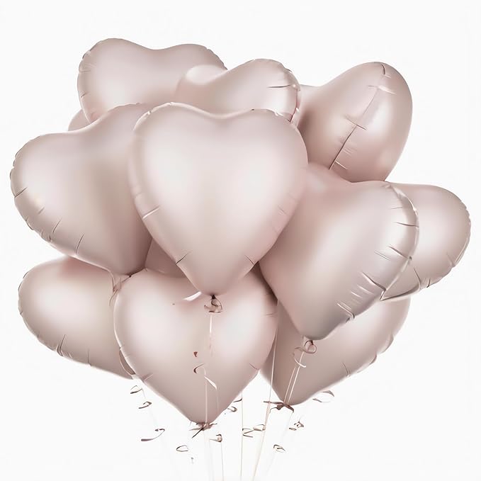 10 GLOBOS CORAZON BEIGE HELIO