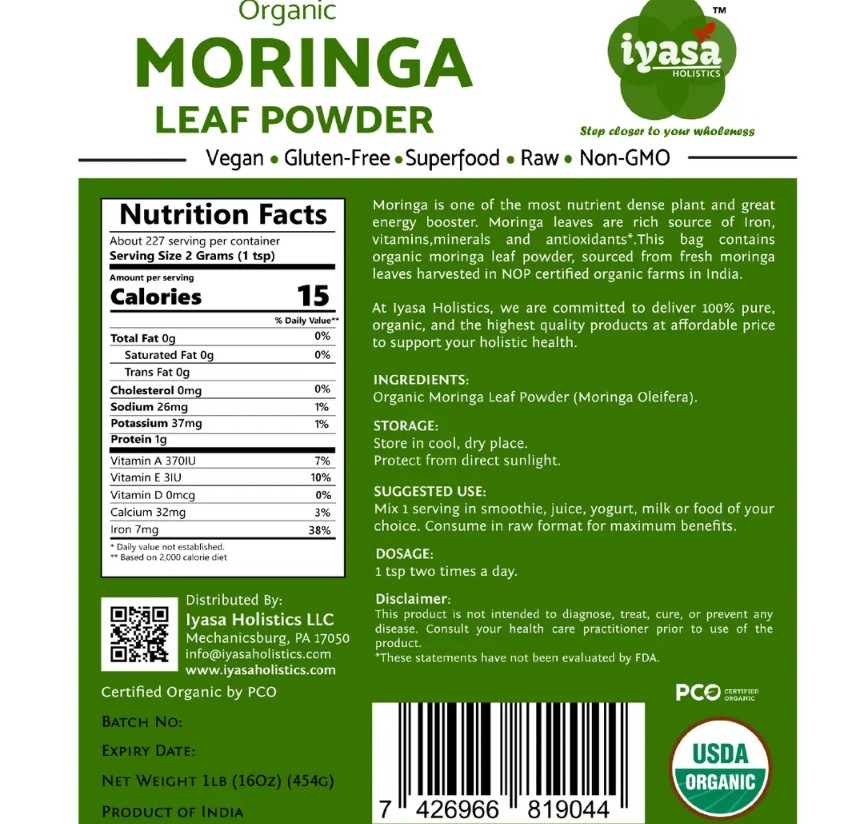 Organic Moringa Powder