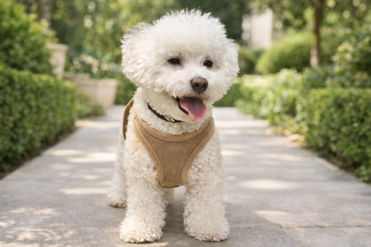 Bad & Boujee Soft Luxe Dog Harness Set™ | No-Pull Step-In Vest for Small Dogs (Tan)