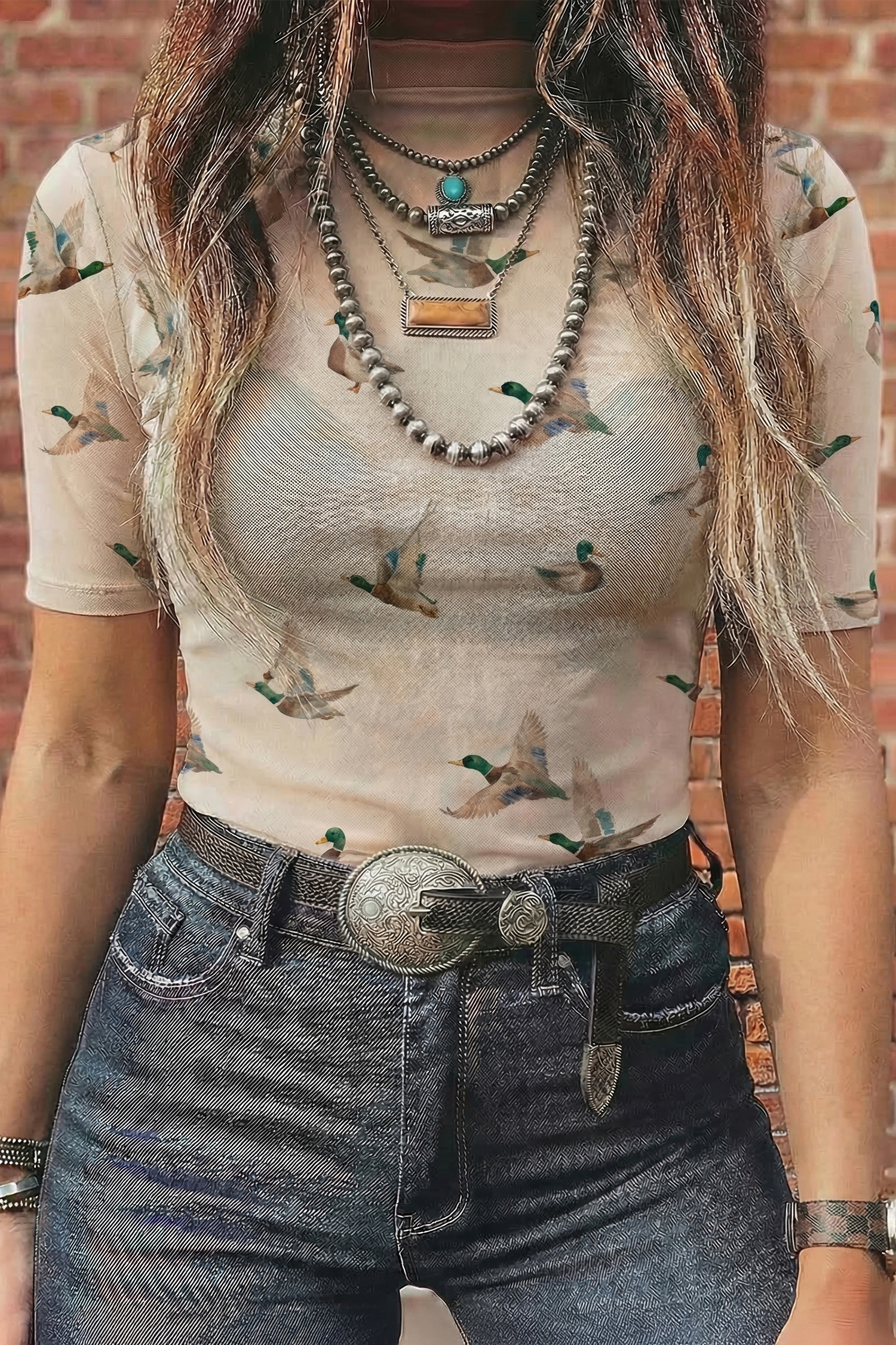 Sheer Bird Print Top