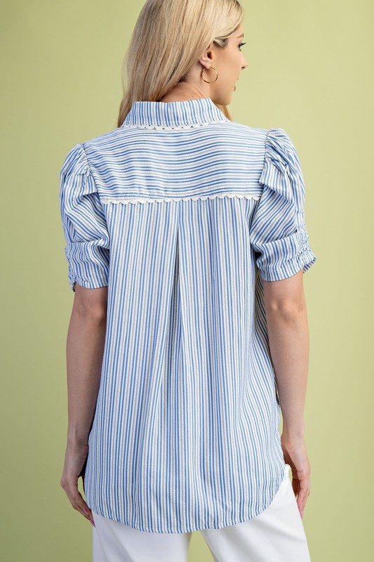Lightly Textured Striped Button Down