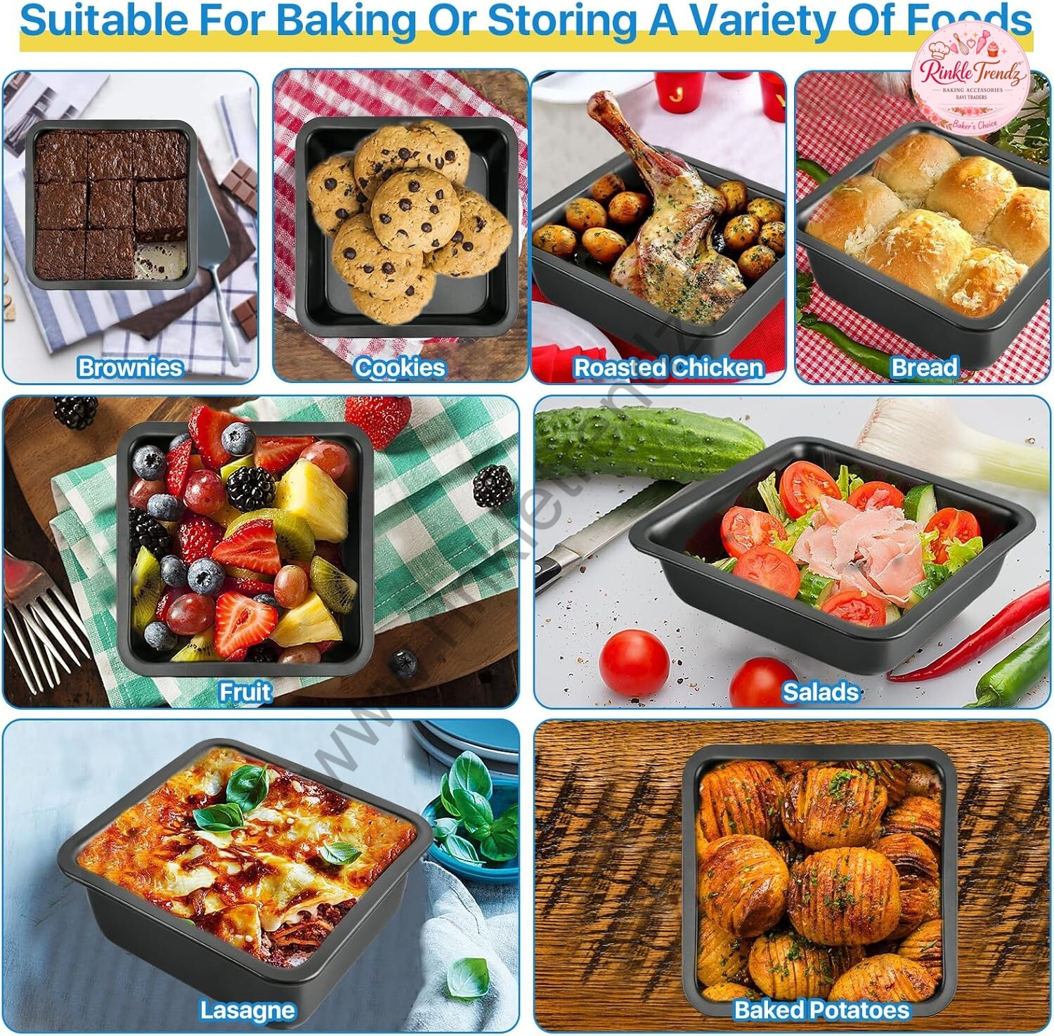 Nonstick Square Baking Pan | Cake Baking Set | Carbon Steel Square Bakeware | Non-Stick Baking Dish for Bread, Cake, and Desserts
