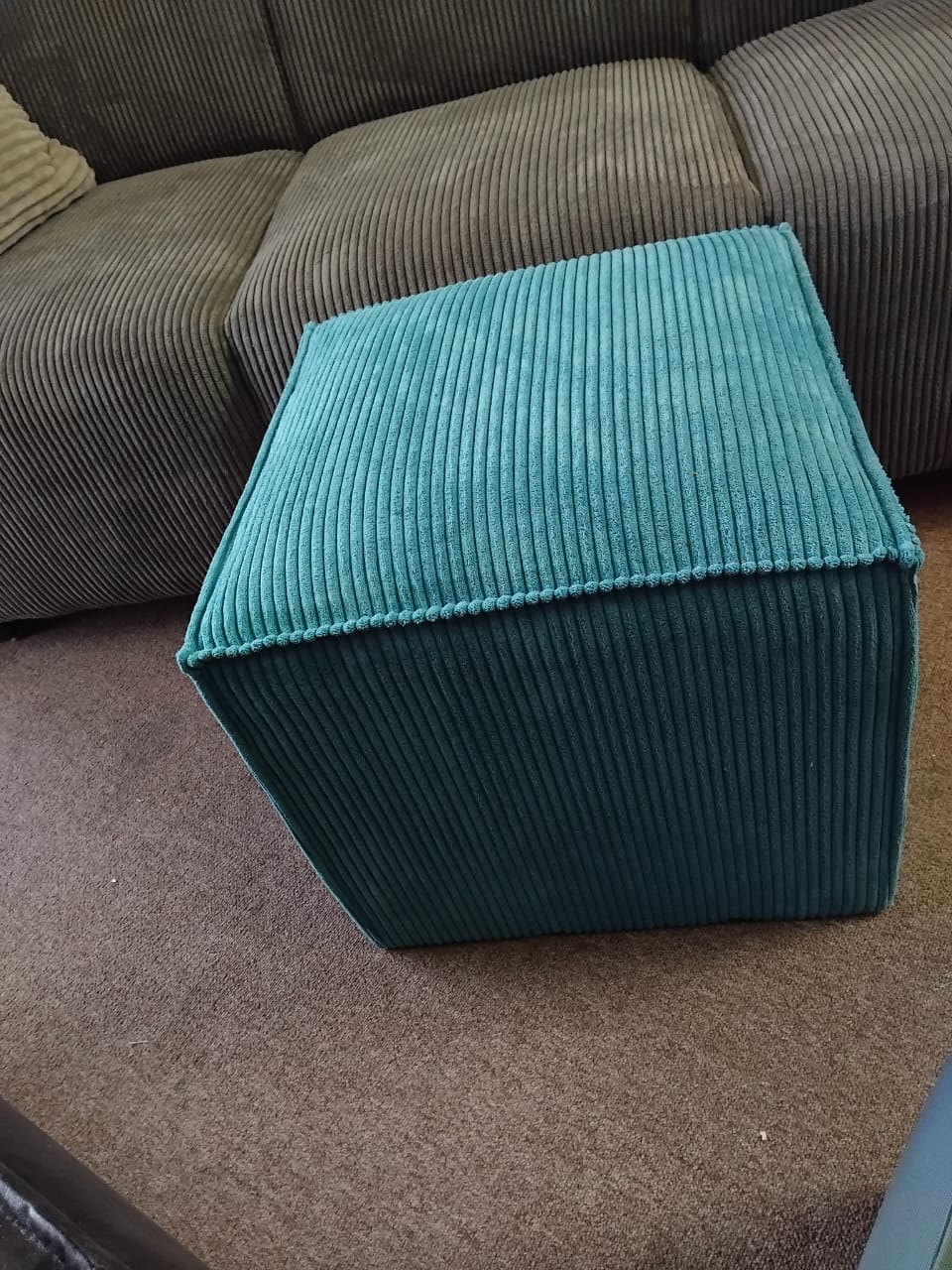 Teal Corduroy Ottoman