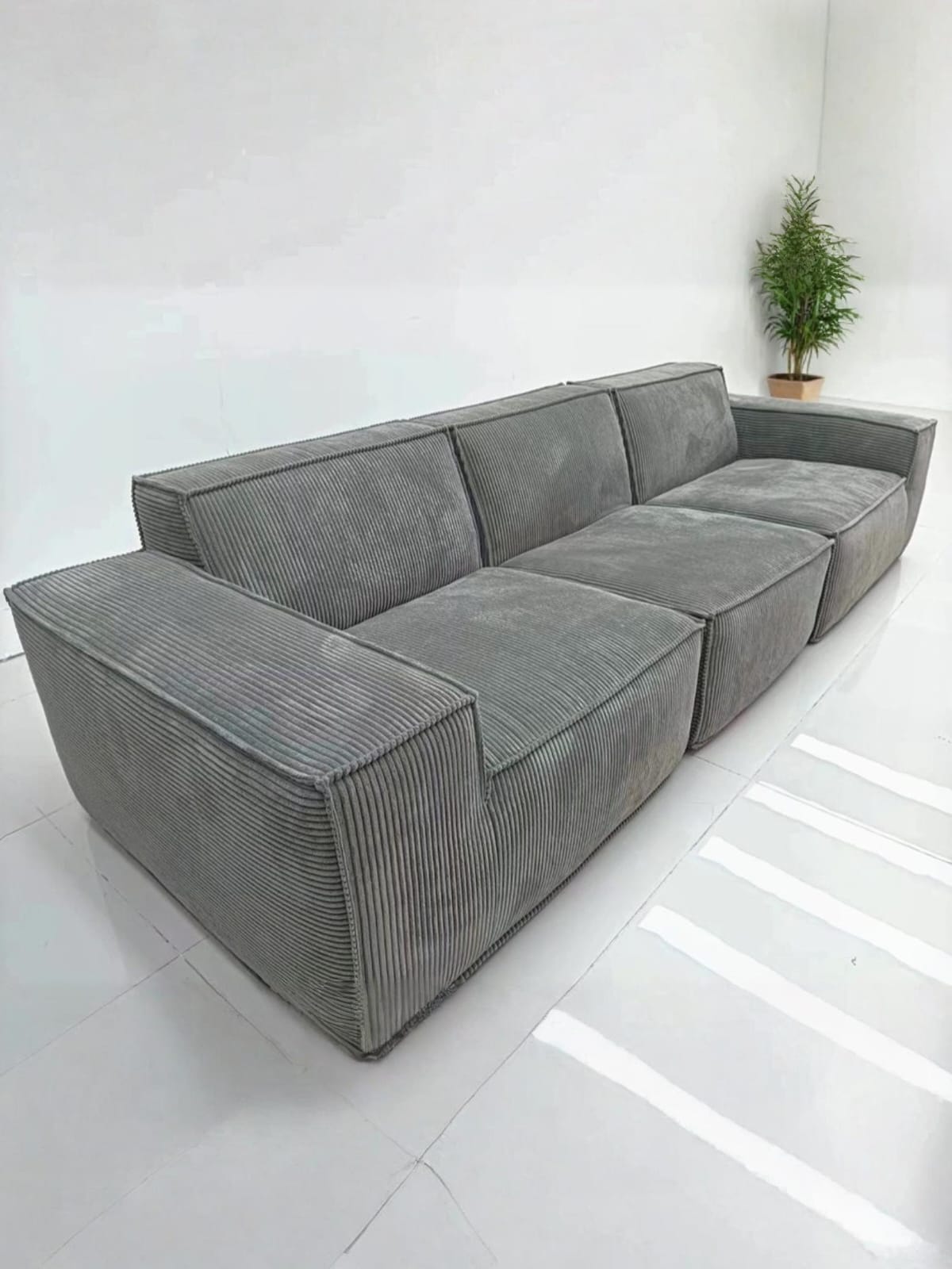 Modern Gray Corduroy Sofa
