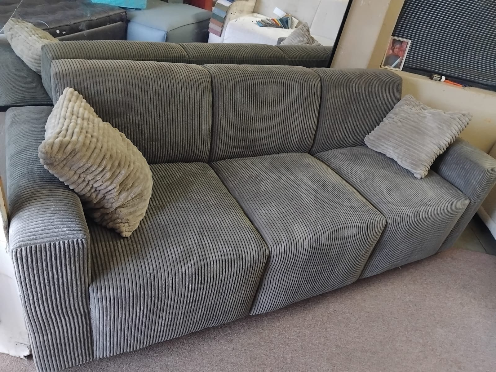 Modern Gray Corduroy Sofa